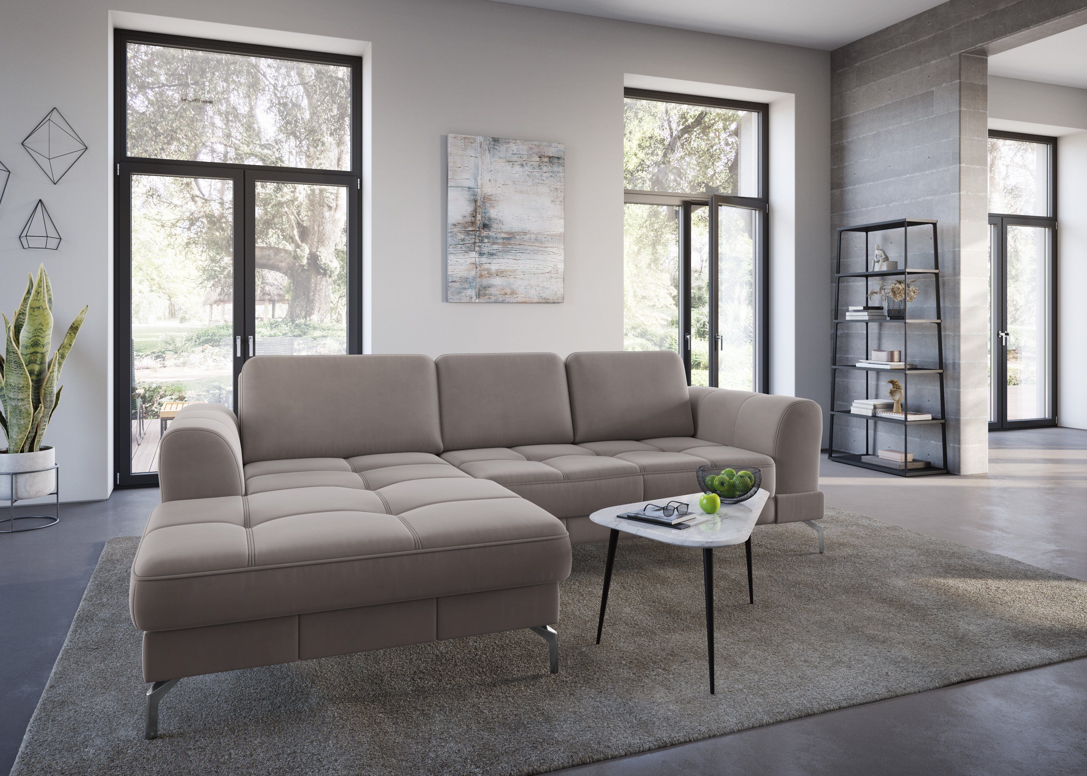 sit&more Hoekbank Bendigo L-vorm inclusief zitdiepteverstelling, bodemvrijheid 15 cm, 2 pootkleuren