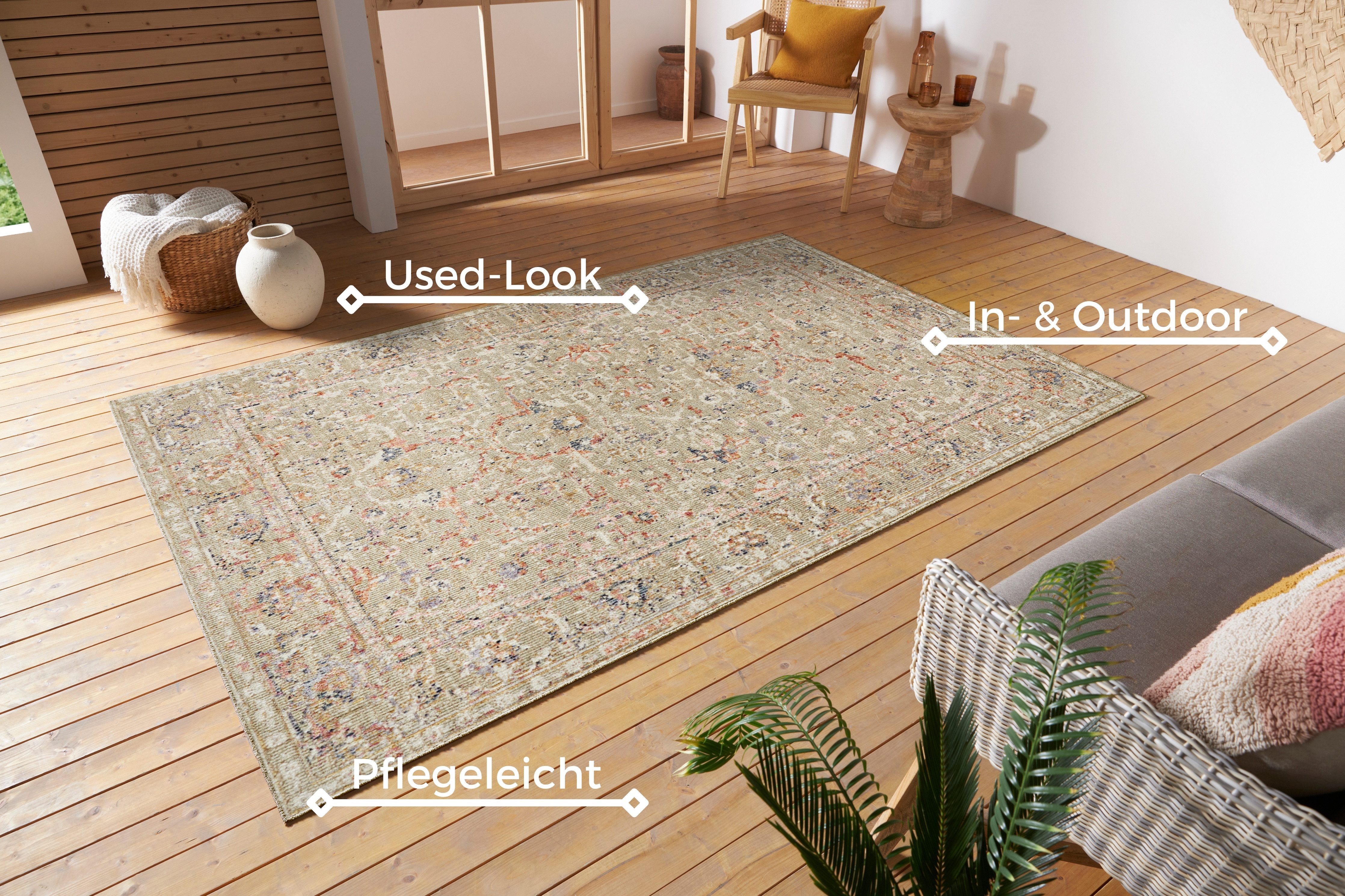 NORTHRUGS Vloerkleed Sues In-& outdoor, loper, weerbestendig, balkon, woonkamer, oriënt