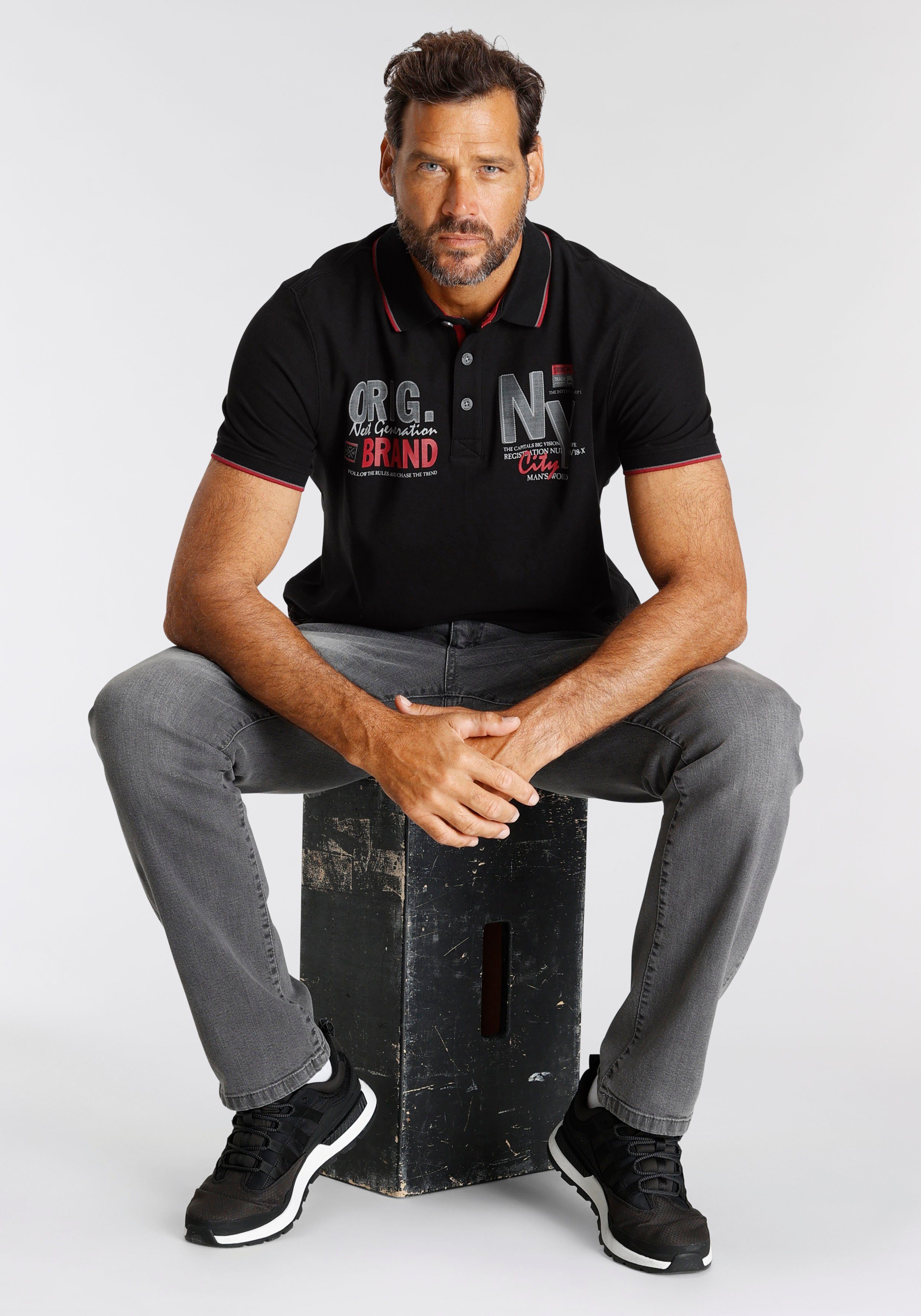 Man's World Poloshirt Korte mouwen, met stijlvolle print, polokraag