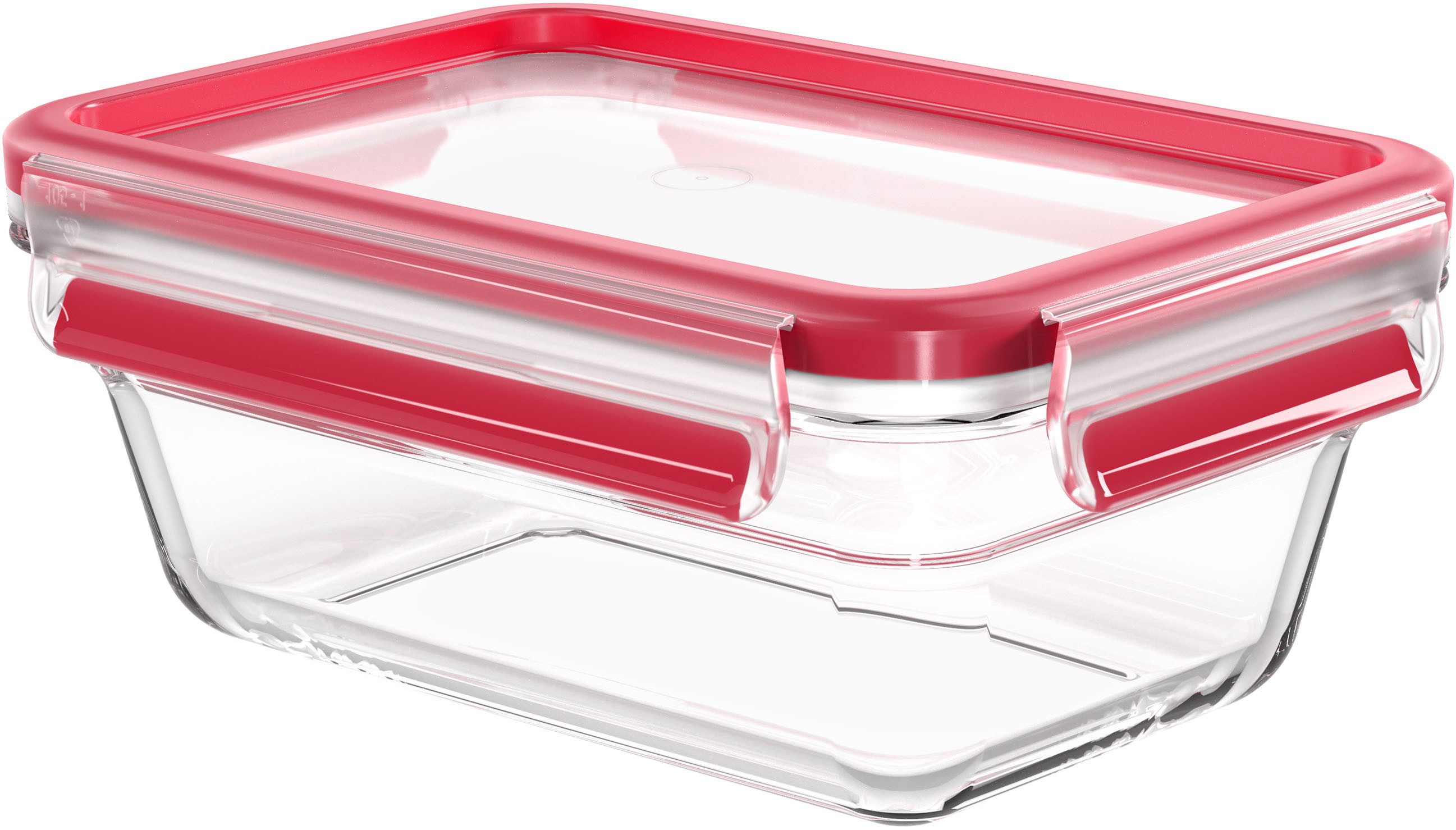 Emsa Bewaarbeker Clip & Close Glas 0,85 liter, rechthoekig, stapelrand, ovenbestendig, lekvrij (2-delig) voedsel bewaardozen wit