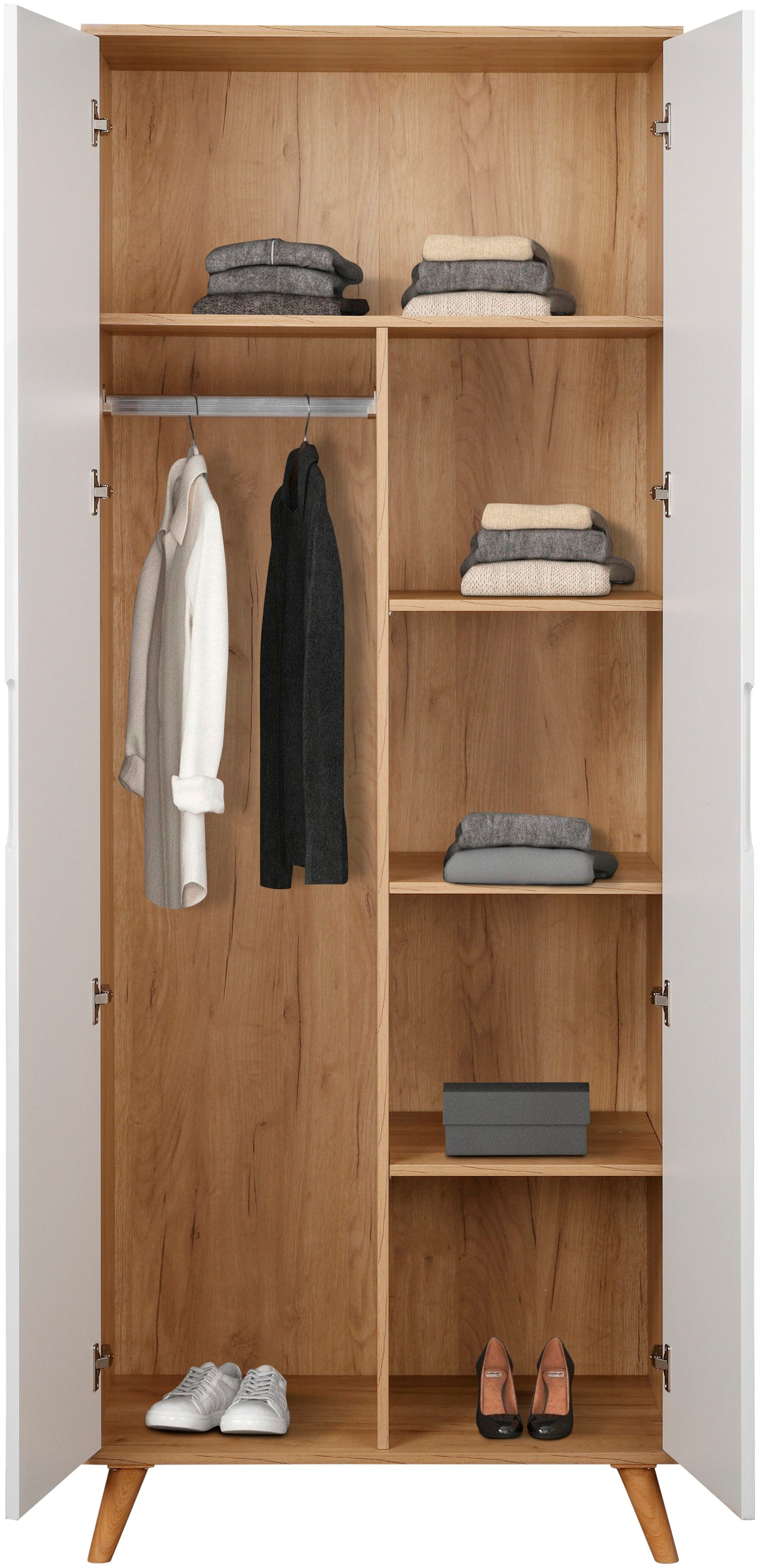 andas Kledingkast Lund slaapkamerkast bestseller in Scandinavisch design Kledingkast met premium binneninrichting, breedte 80 cm hoogglans