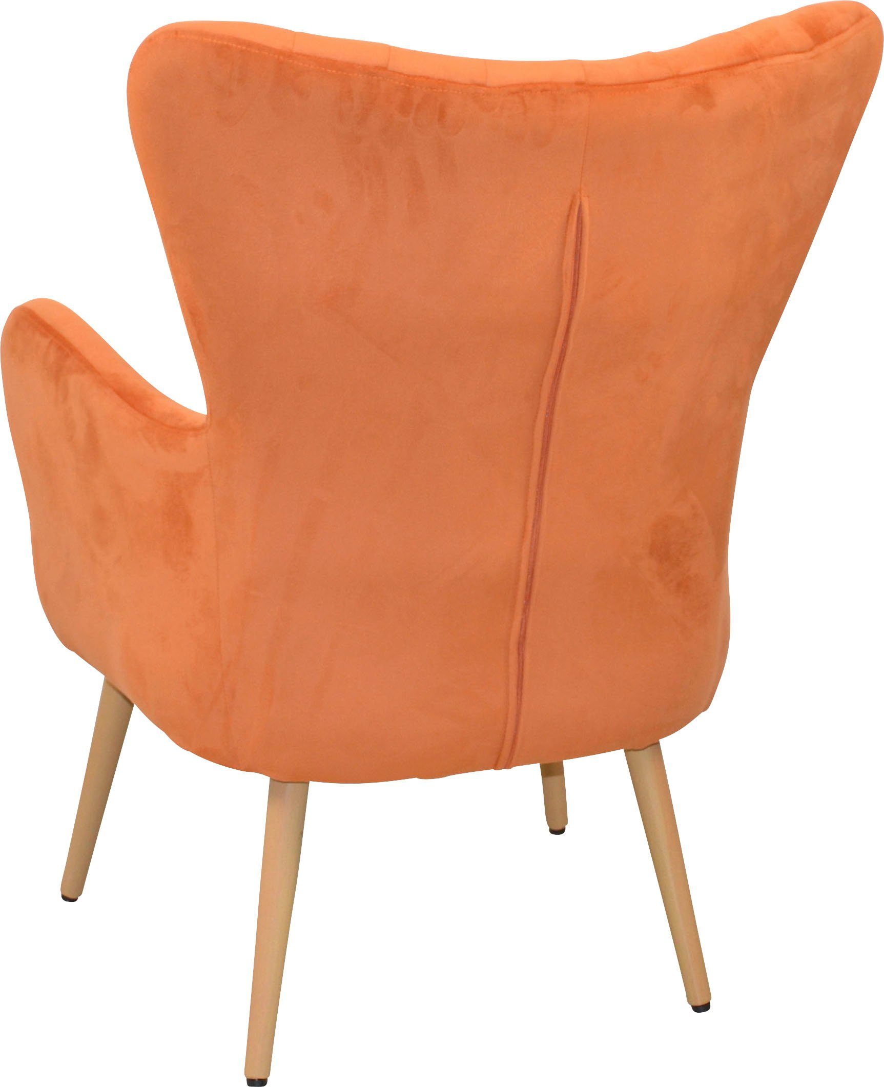 Home affaire fauteuil met poten van stalen buis, houtkleuren naturel gelakt