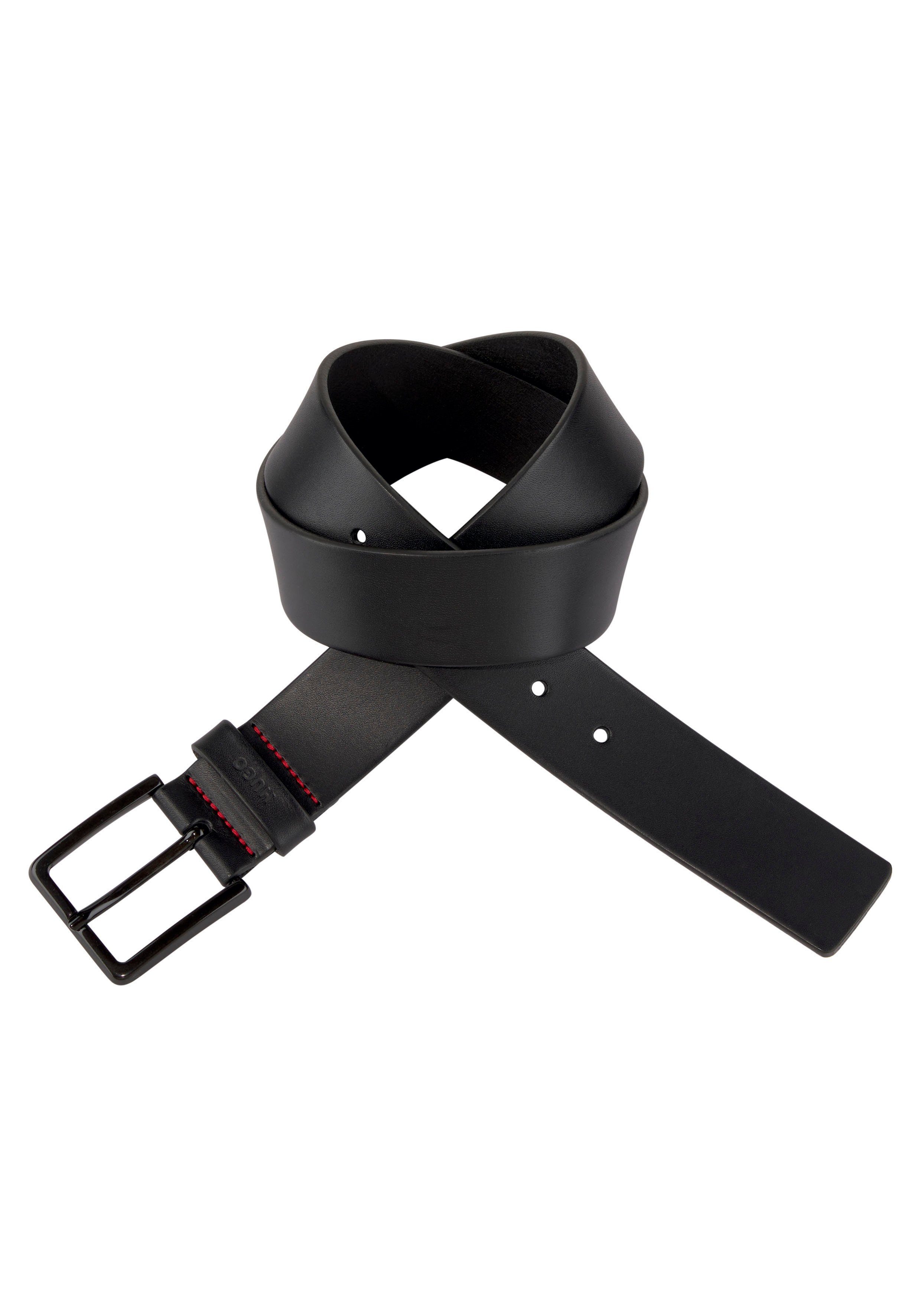 HUGO Leren riem Gionio van italiaans leer met logo-embossing op de lus