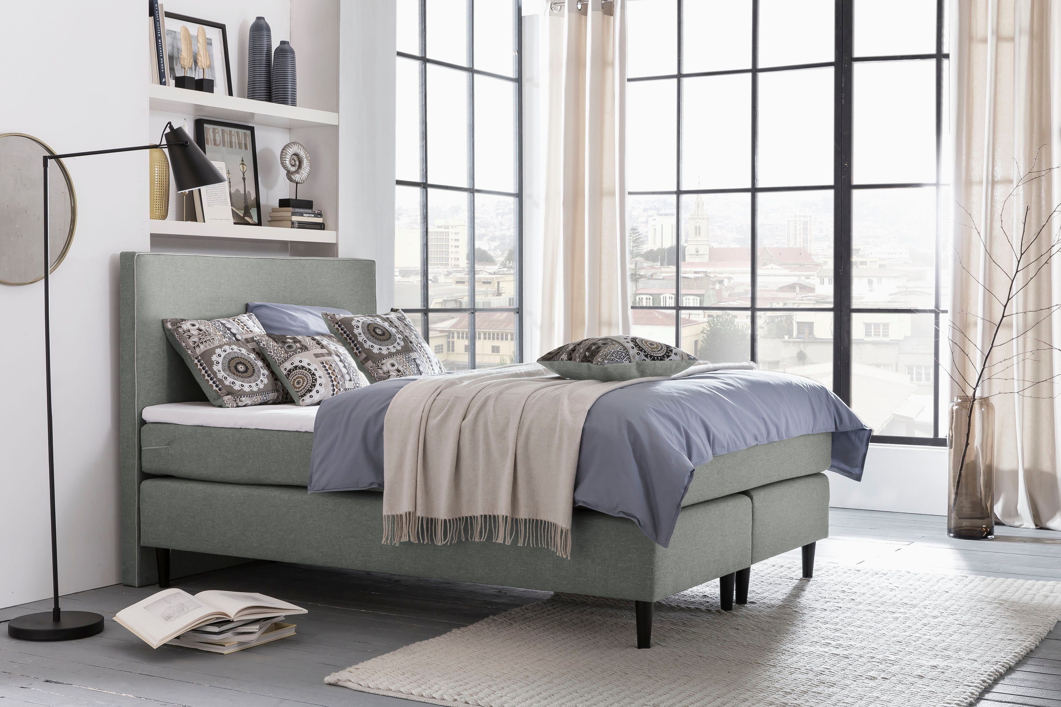 grne betten grüne betten Boxspring Luisa met pocketveringsmatras, topmatras en sierkussen, 100% veganistisch boxsprings groen