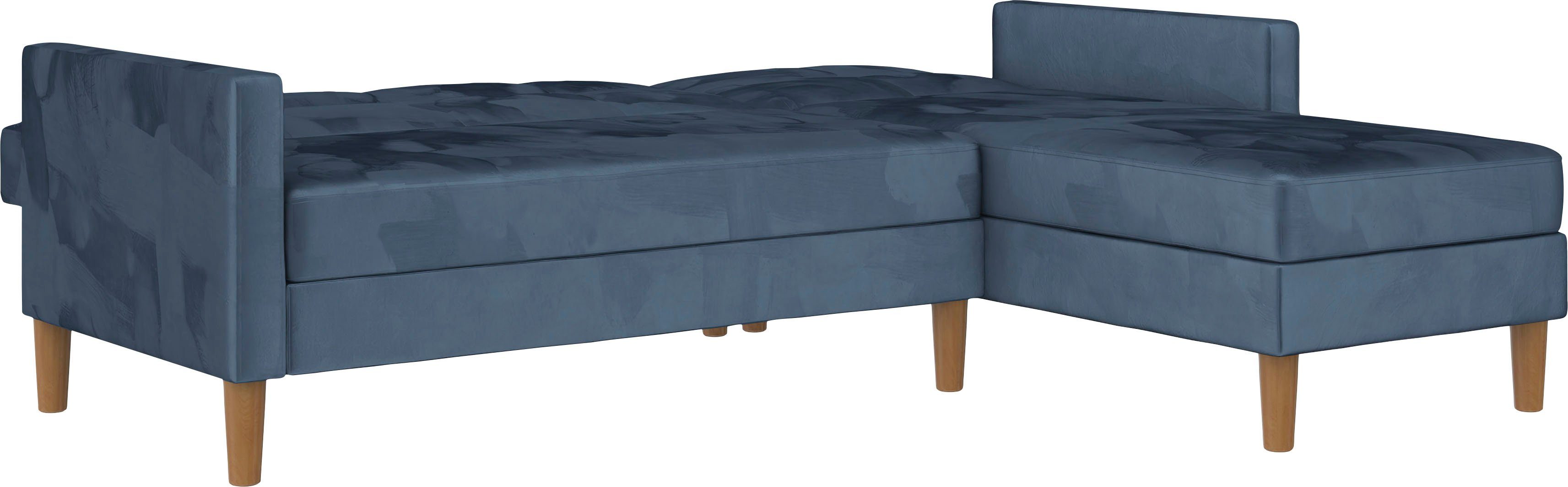 Dorel Home Hoekbank Lilly, L-vorm met bedfunctie, récamier aan beide kanten te monteren, zithoogte 43 cm