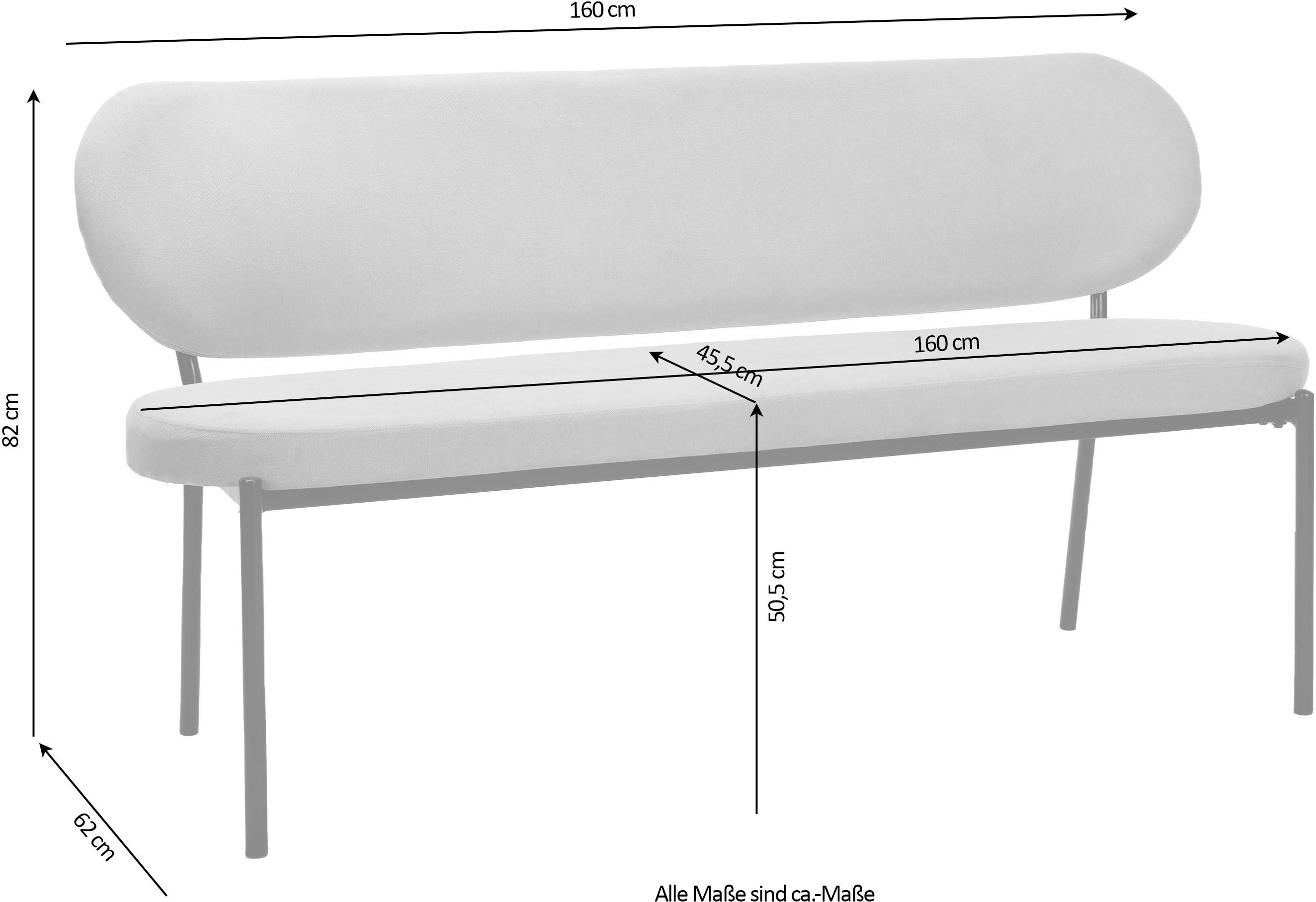 byLIVING Zitbank Jersey met geweven stof bekleding, met rugleuning, breedte 160 cm