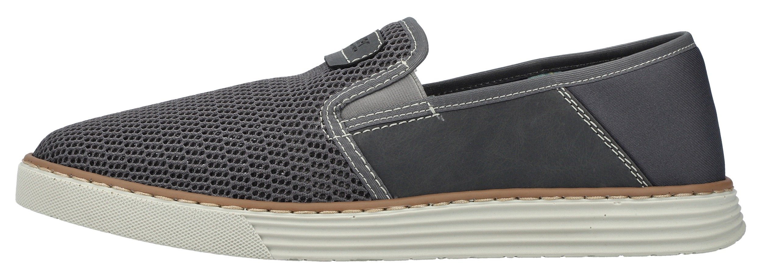 Rieker Instappers Espadrilles, zomerschoen met contrasterende decoratieve stiksels