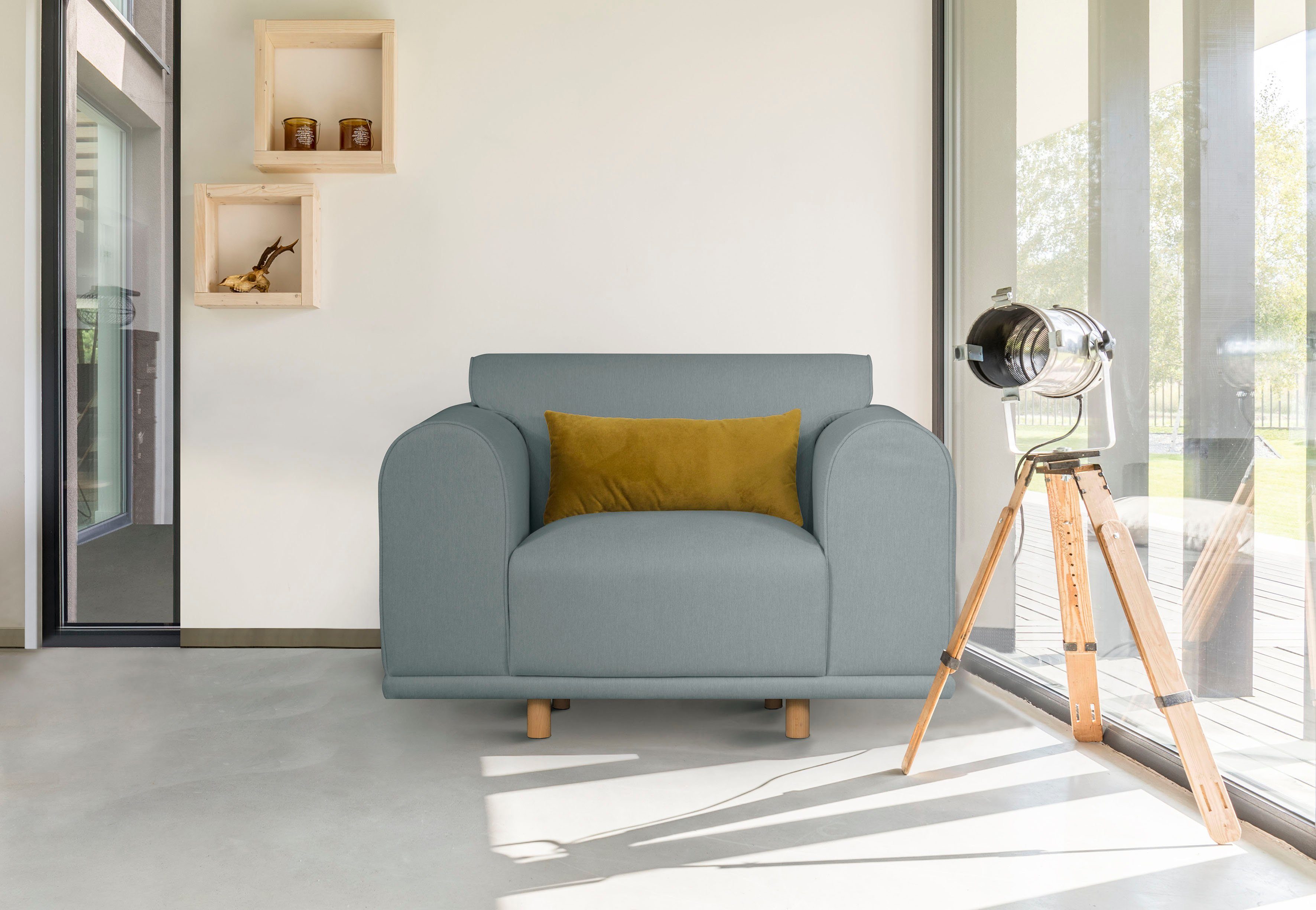 andas Loveseat Maroon stoel in een scandinavisch design, met losse kussens (set) fauteuils blauw