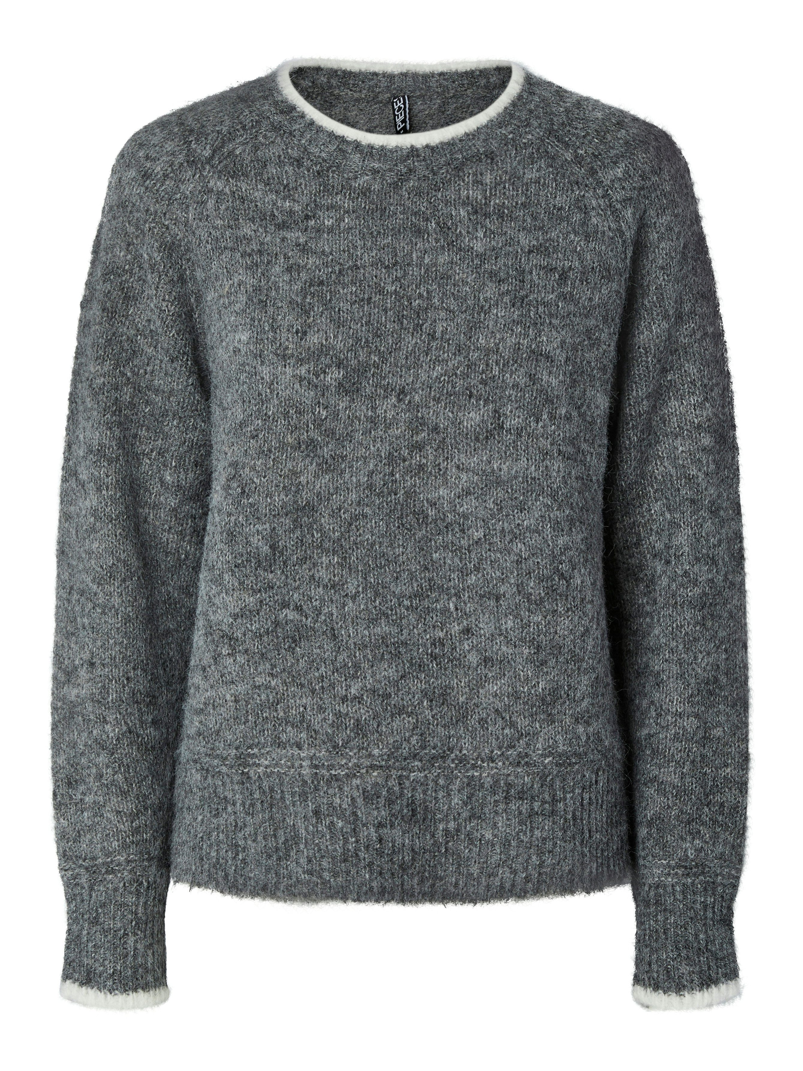 pieces Gebreide trui PCIVY LS O-NECK CONTRAST KNIT NOOS BC