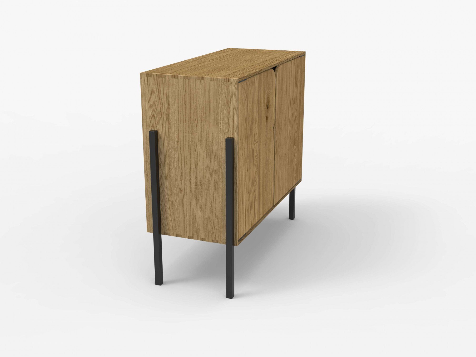 andas Dressoir Finton Commode met 2 deuren, kast van massief eikenhout