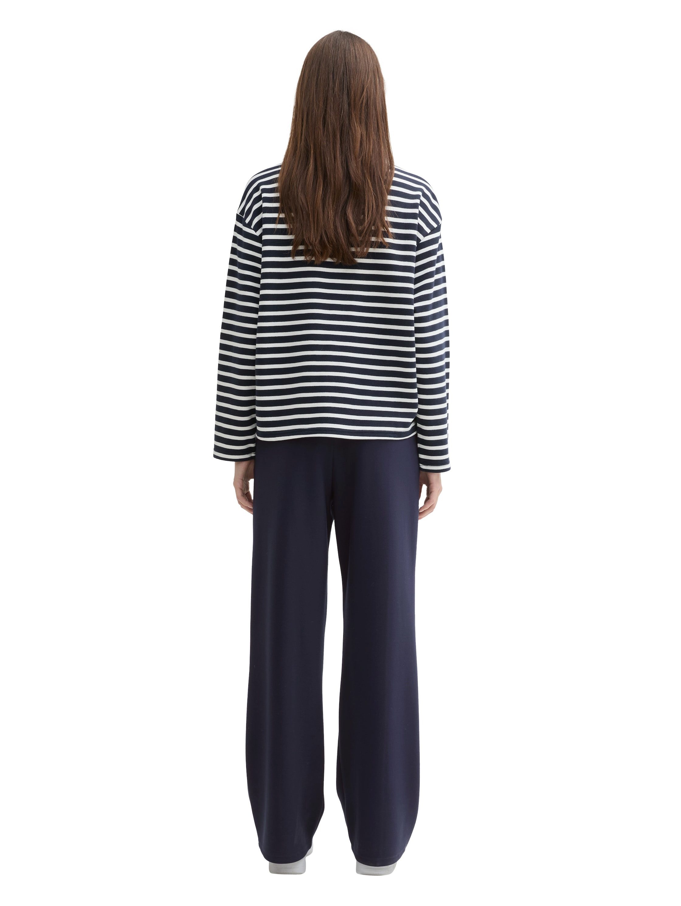 Tom Tailor Denim Stoffen broek met rechte pijp en bindkoord