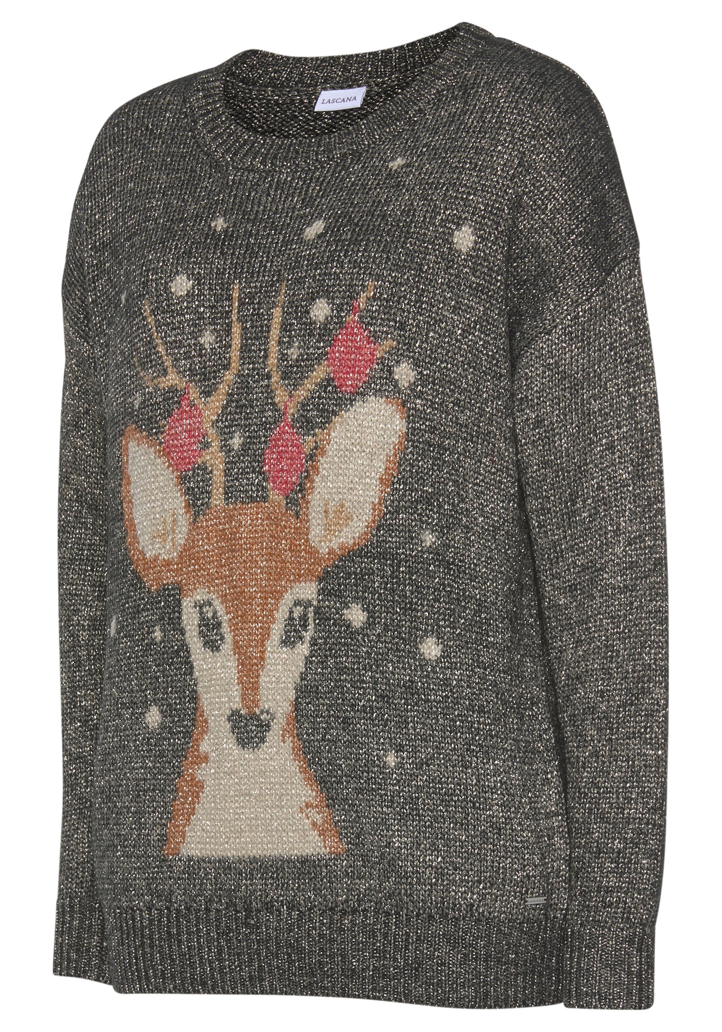 Lascana Sweater Kersttrui met ingebreid motief, loungewear