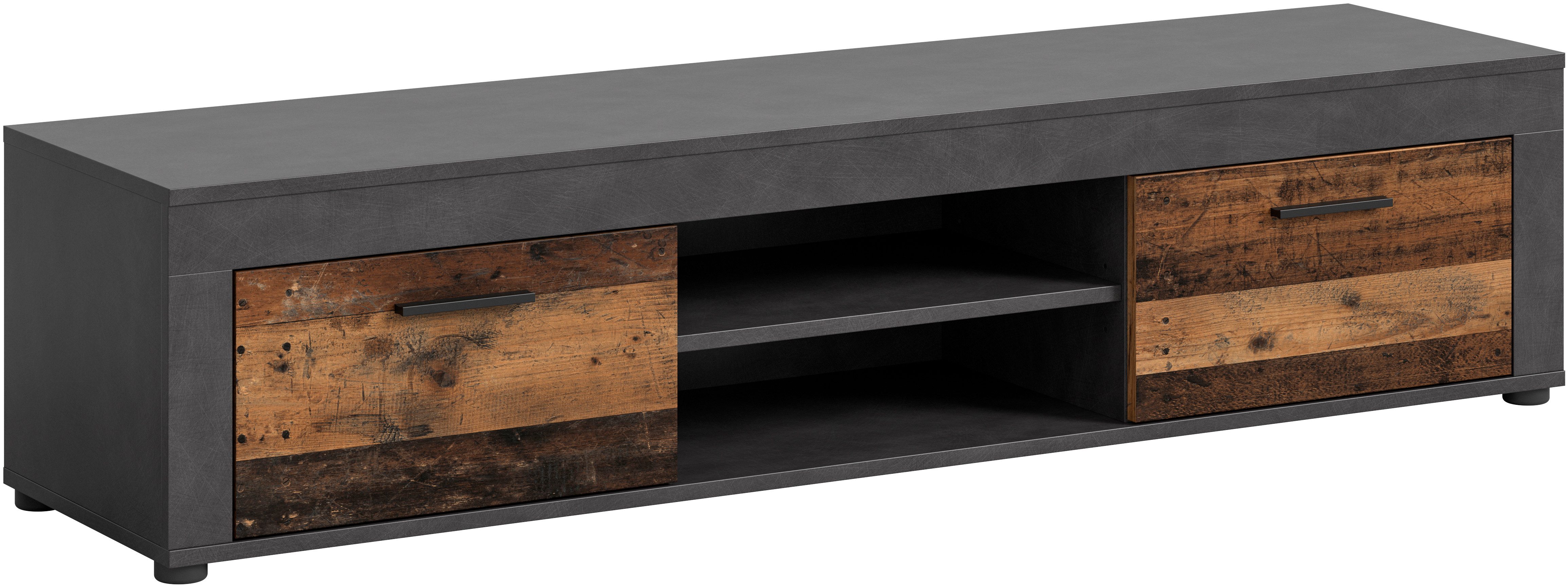 INOSIGN Tv-meubel Aosta, breedte 160 cm, in verschillende kleuruitvoeringen met 2 kleppen en 2 open vakken, tv-bord, mediabord, tv-meubel lowboards
