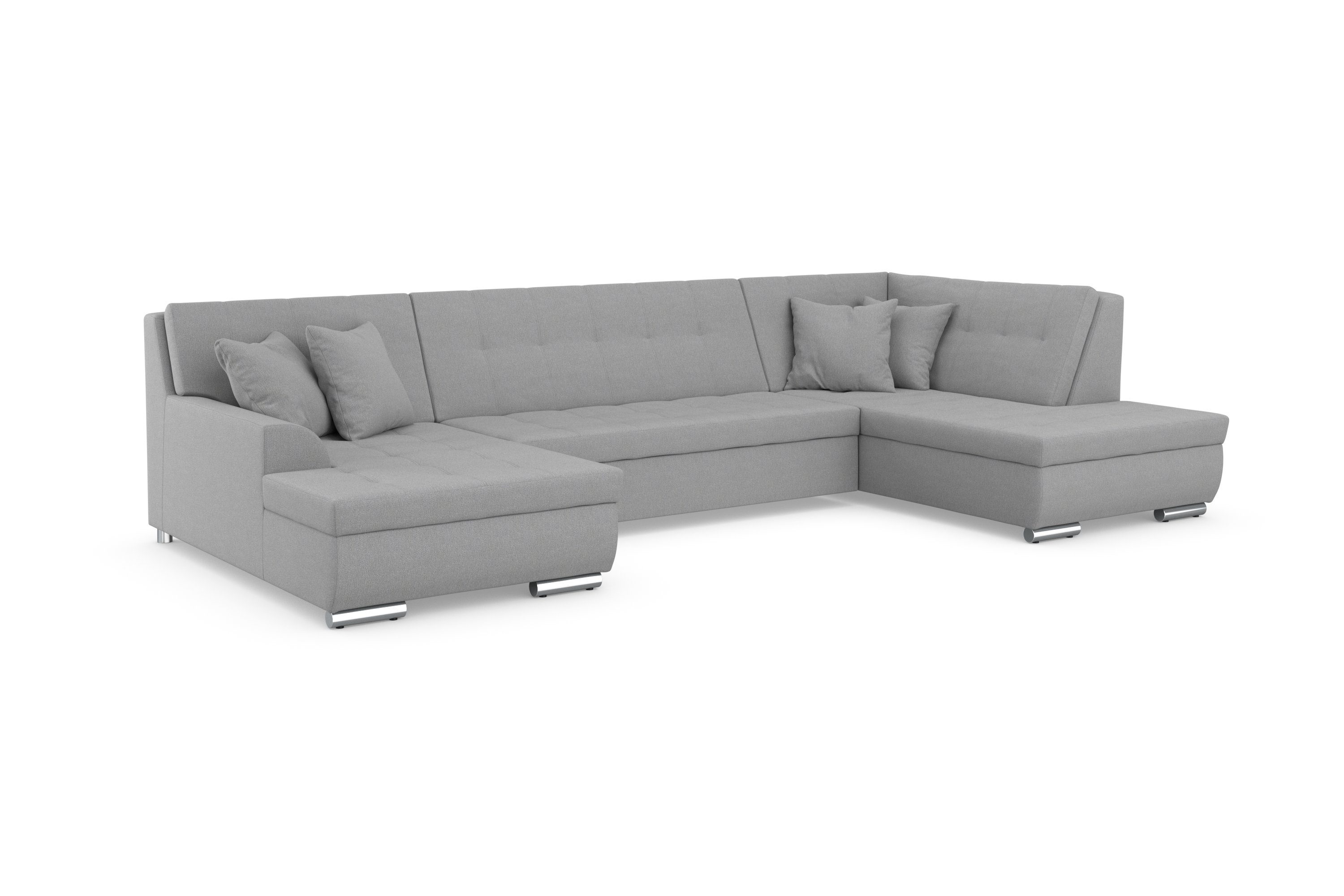 DOMO collection Zithoek Treviso inclusief sierkussen, moderne stiksels, XXL: B/D/H: 364/201/83 cm naar keuze met slaapfunctie, in vele soorten bekleding ook in cord u-model
