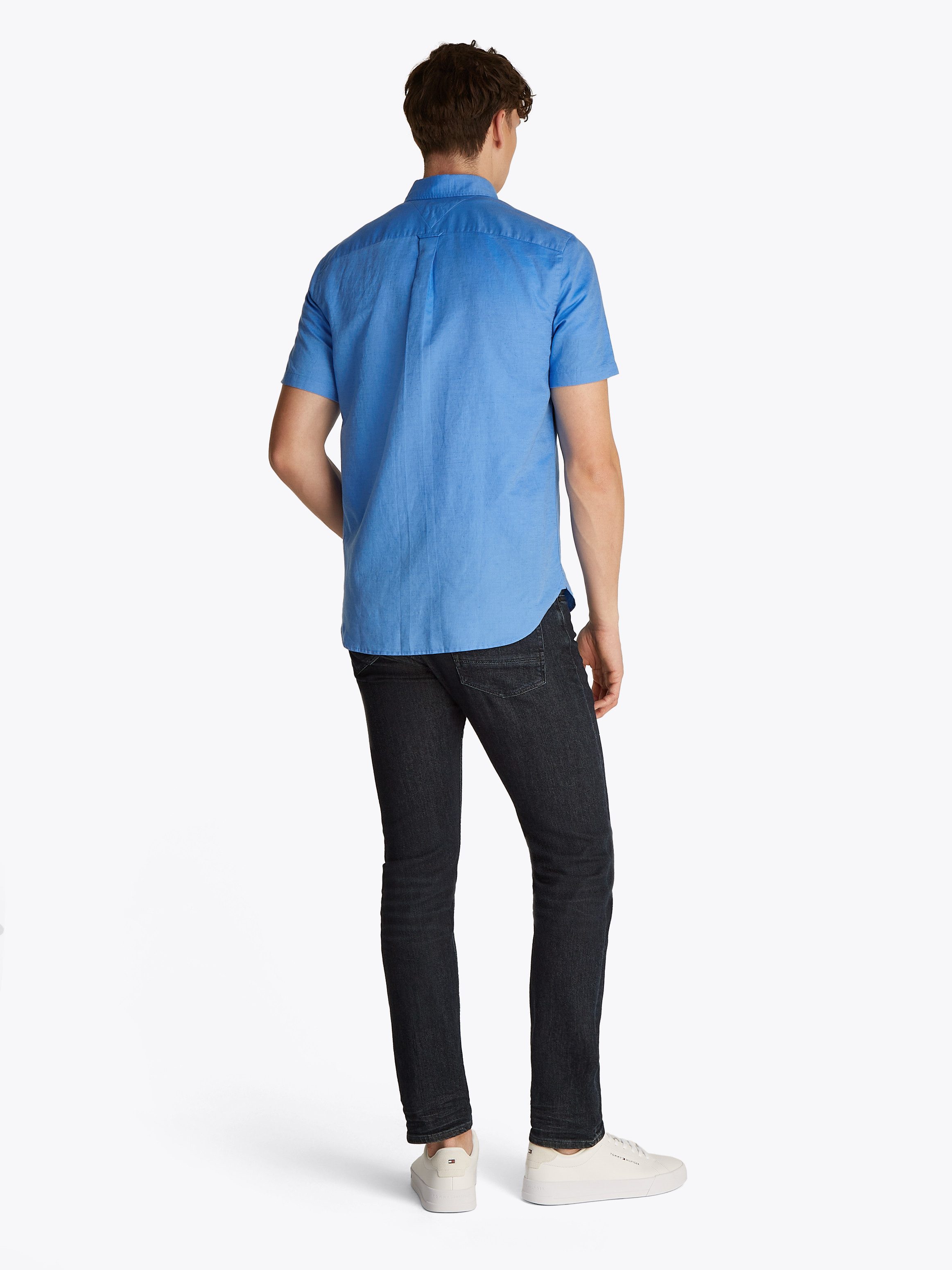 Tommy Hilfiger Overhemd met korte mouwen LINEN BLEND SOLID SS RF SHIRT