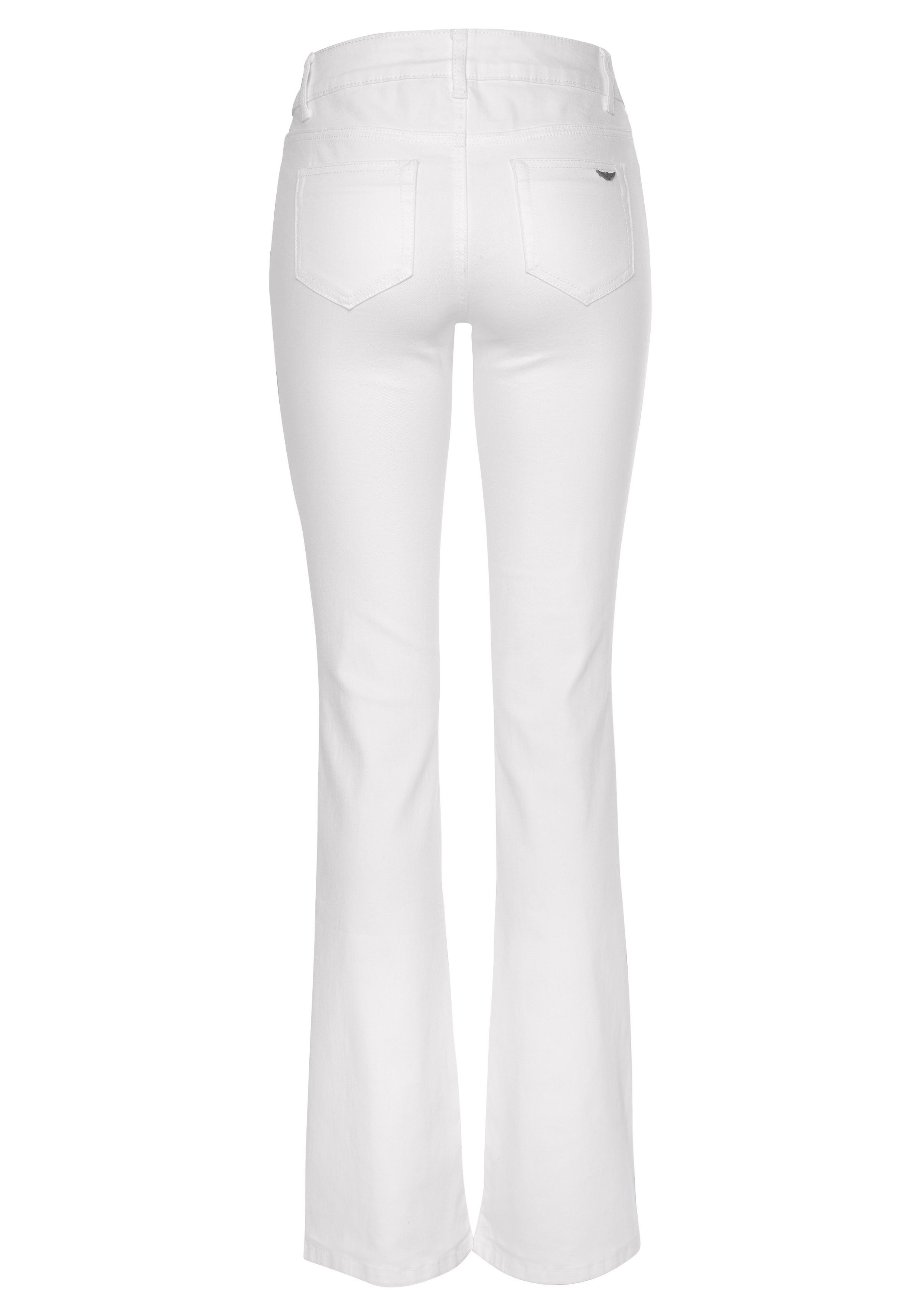 Arizona Bootcut jeans Met geren uitlopende pasvorm, lage taille, elastisch materiaal