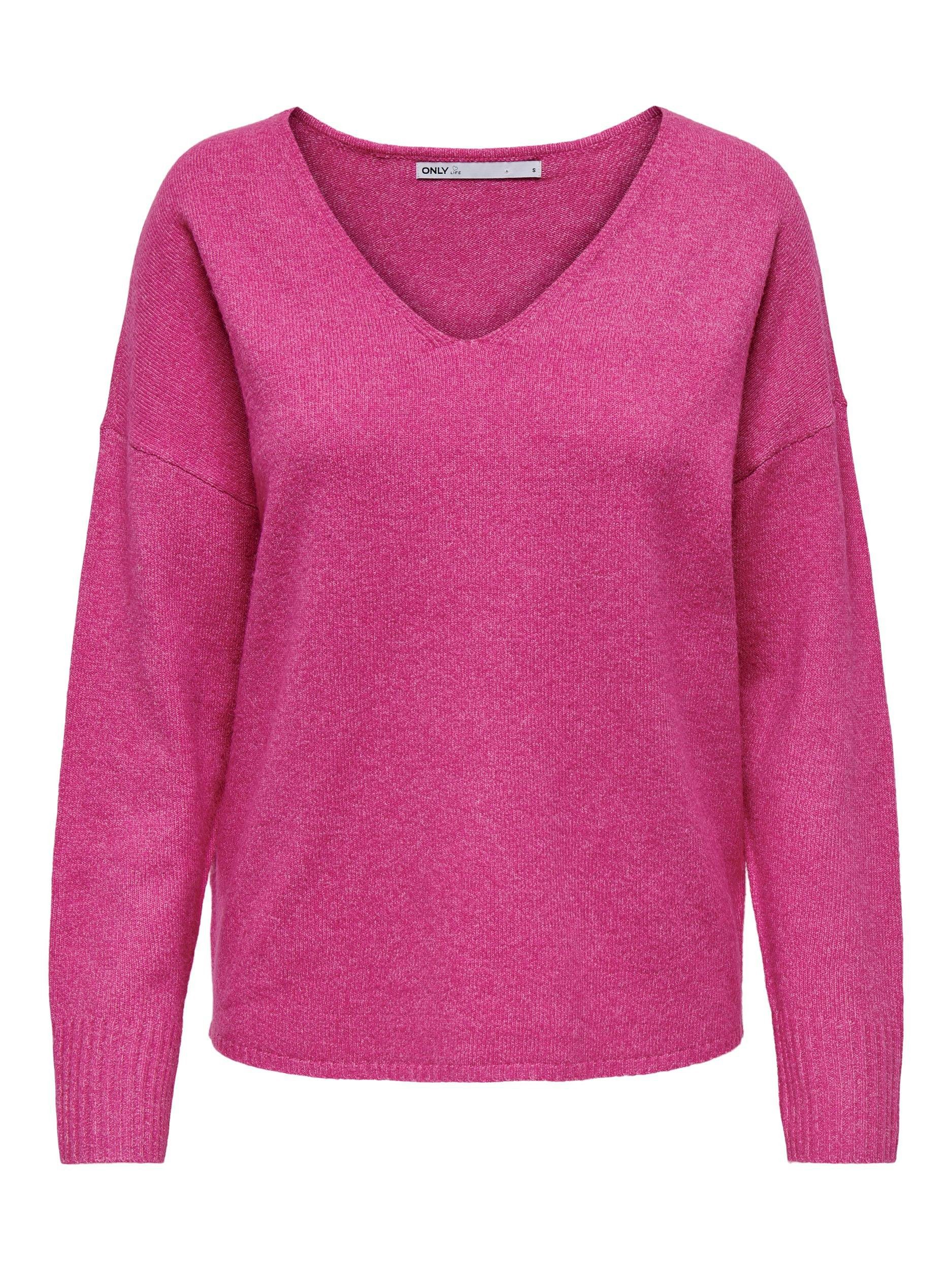Only Trui met V-hals ONLRICA LIFE L S V-NECK PULLO KNT NOOS