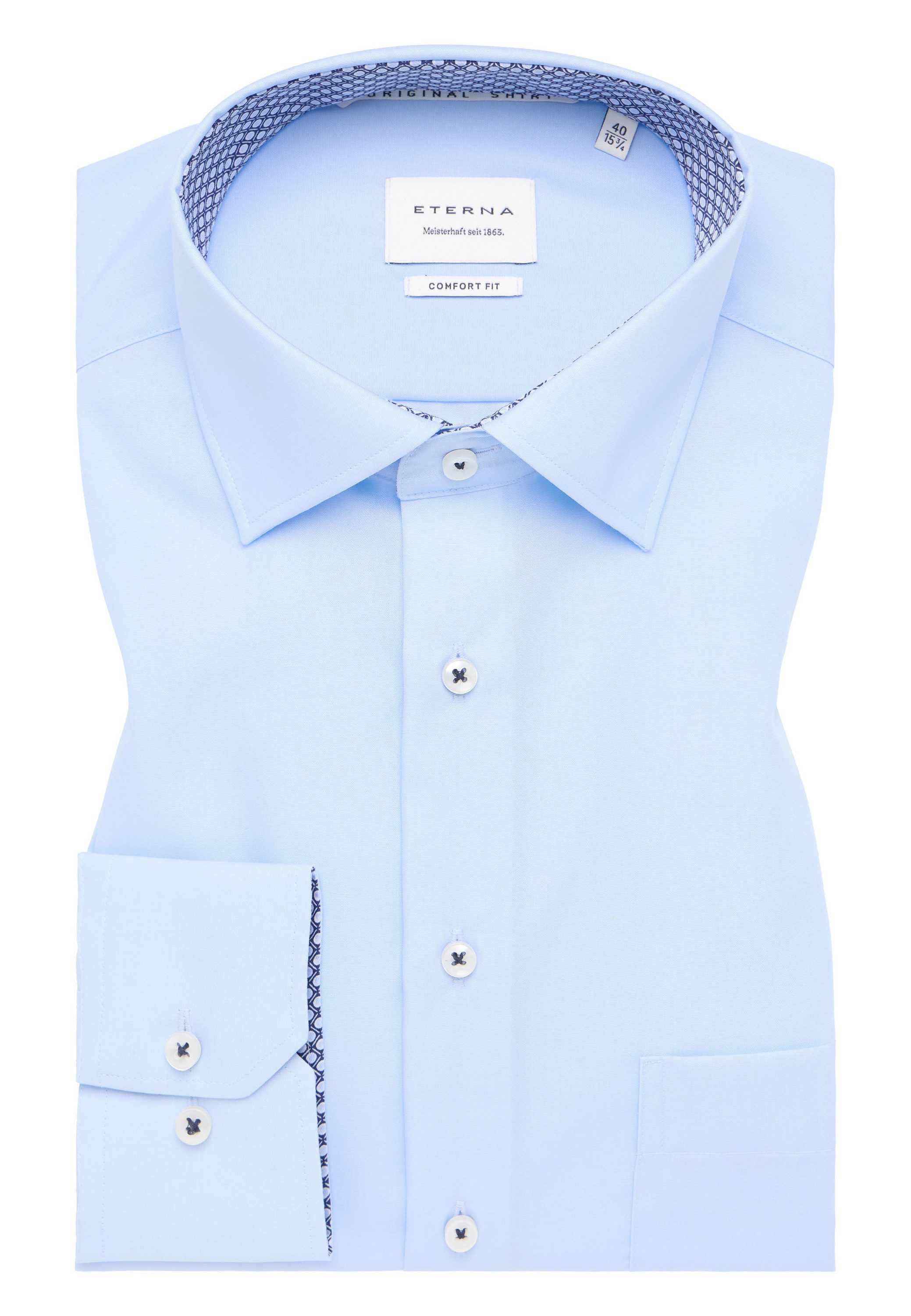 Eterna Overhemd met lange mouwen Comfort fit NON IRON (strijkvrij)