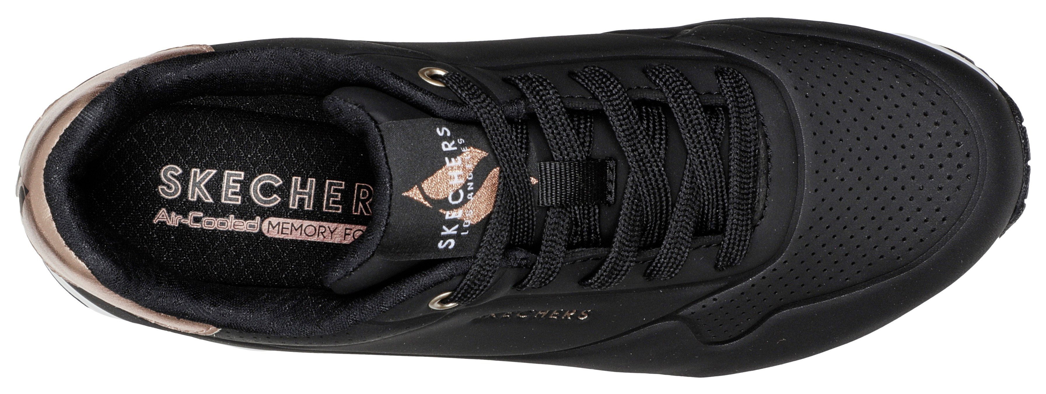 Skechers Sneakers UNO GOLDEN AIR Vrijetijdsschoen, lage schoen, veterschoen met metallic inzet