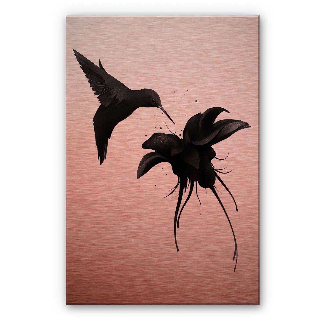 Wall-Art Metalen artprint Kolibrie deco vogel metalen bord (1 stuk)