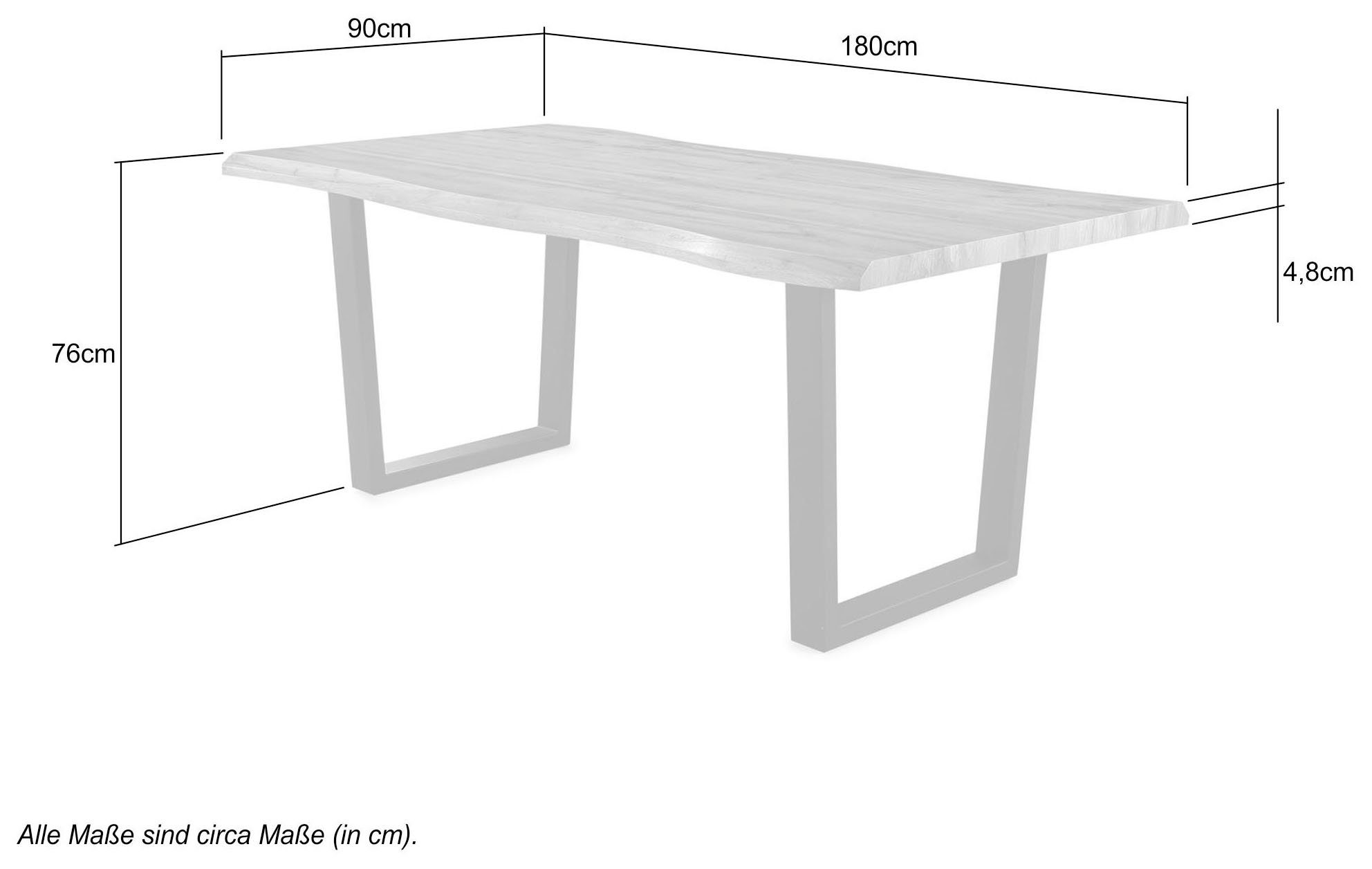 Jockenhöfer Gruppe Eettafel Margot 180 x 90 cm gebogen boomstam look en zwart onderstel