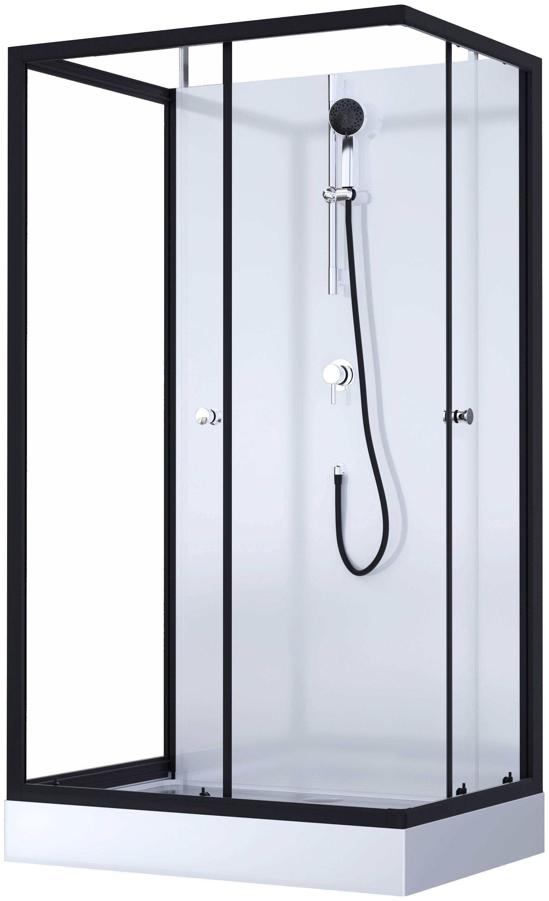 Marwell Complete douche Black and White inclusief kranen, 110 cm x 80 cm