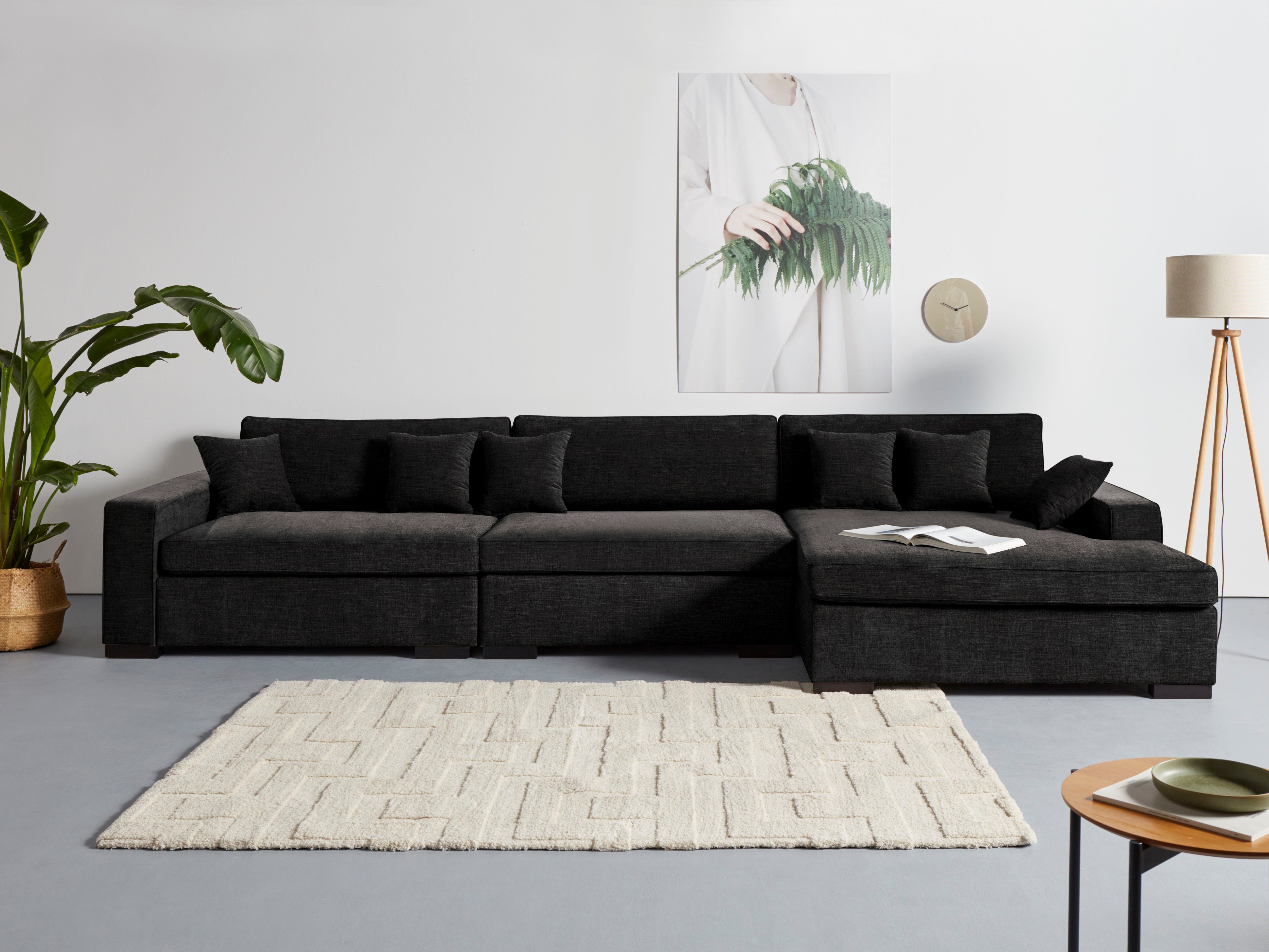 Guido Maria Kretschmer Home&Living Bank-hoekelement Skara XXL L-vorm Loungebank XXL met binnenveringsinterieur, in vele overtrekkwaliteiten bruin,