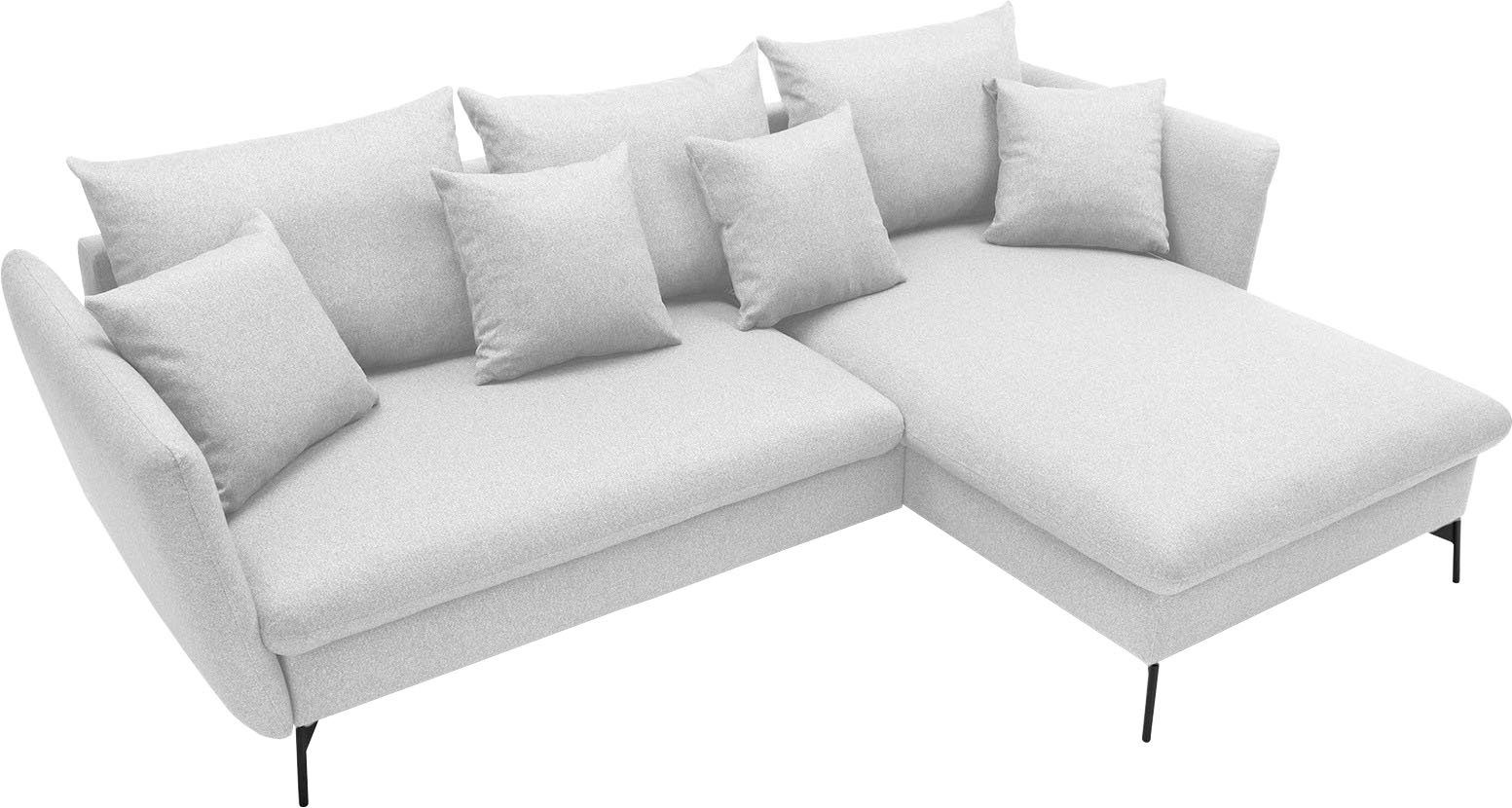 andas Hoekbank LIVORNO,258 cm, L-model, Slaapfunctie en bedlade (139/224 cm), fluweel, structuur, geweven stof