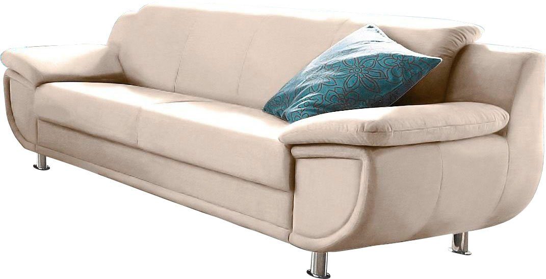 TRENDMANUFAKTUR 3-zitsbank Rondo, breedte 207 cm, brede armleuningen, chromen poten Big-sofa optioneel met bonnellvering, in verschillende bekledingen bestelbaar
