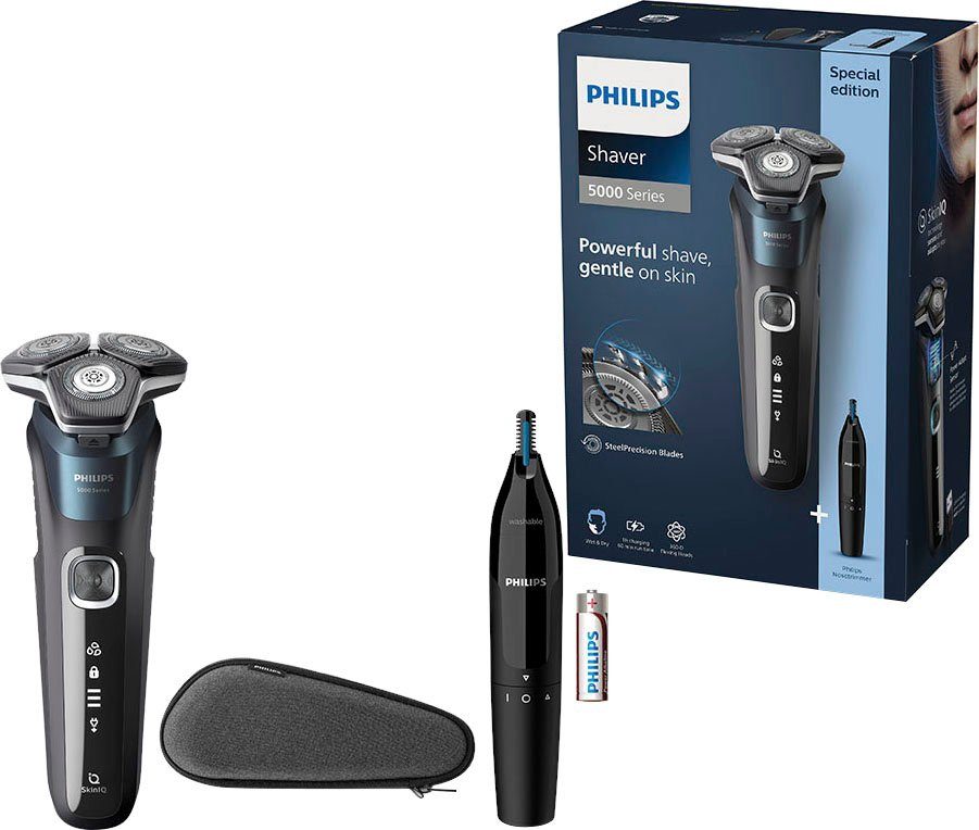 Philips Elektrisch scheerapparaat Shaver Series 5000 S5889-11 Neus- en oorhaartrimmer, etui, met Ski