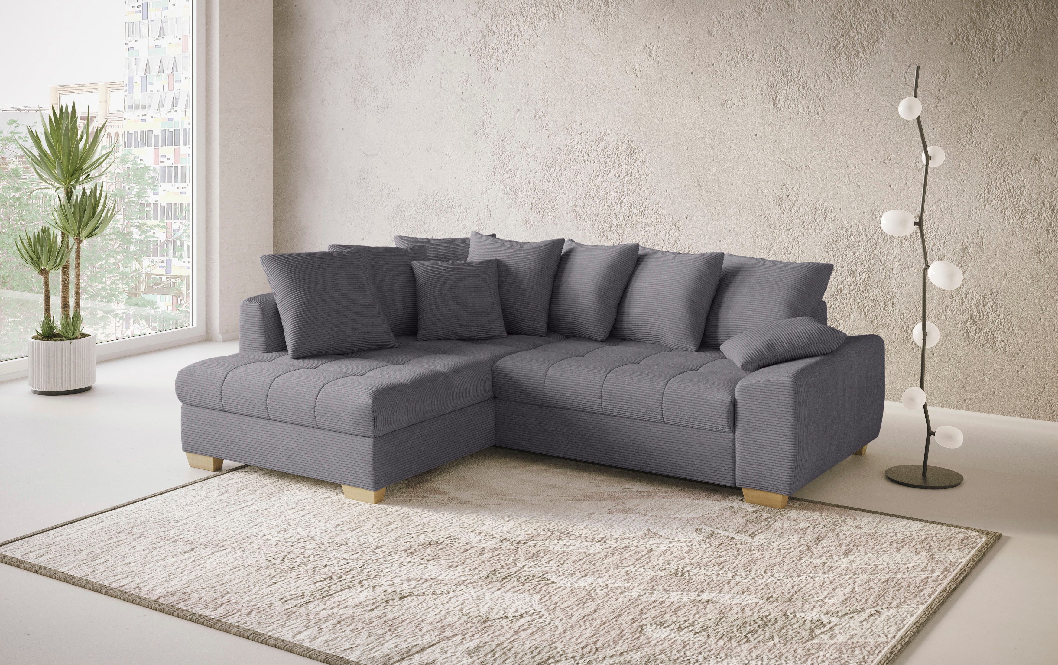 Mr. Couch Hoekbank Nikita II, L-vorm Keuze met bedfunctie, bedlade & RGB-LED-verlichting