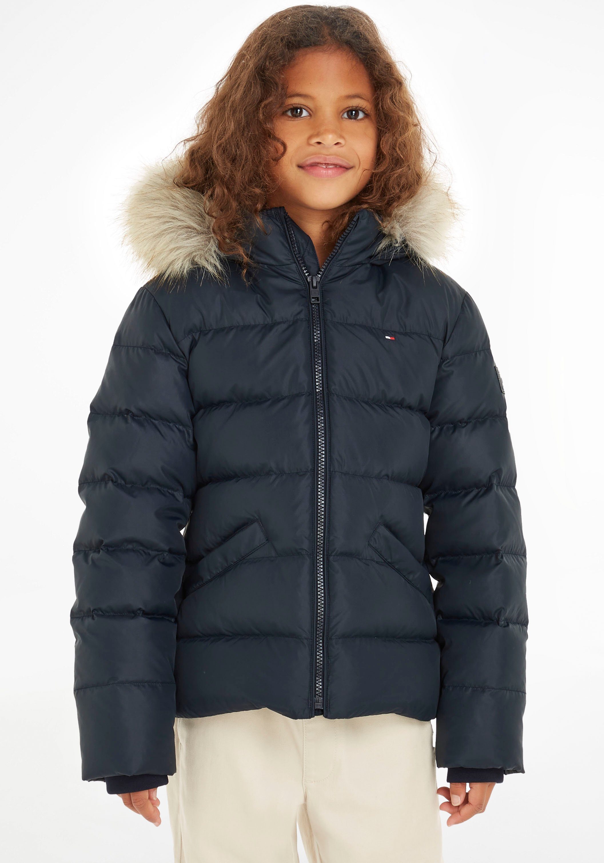 Tommy Hilfiger Gewatteerde jas ESSENTIAL DOWN FUR HOOD JACKET met imitatiebont bij de capuchon