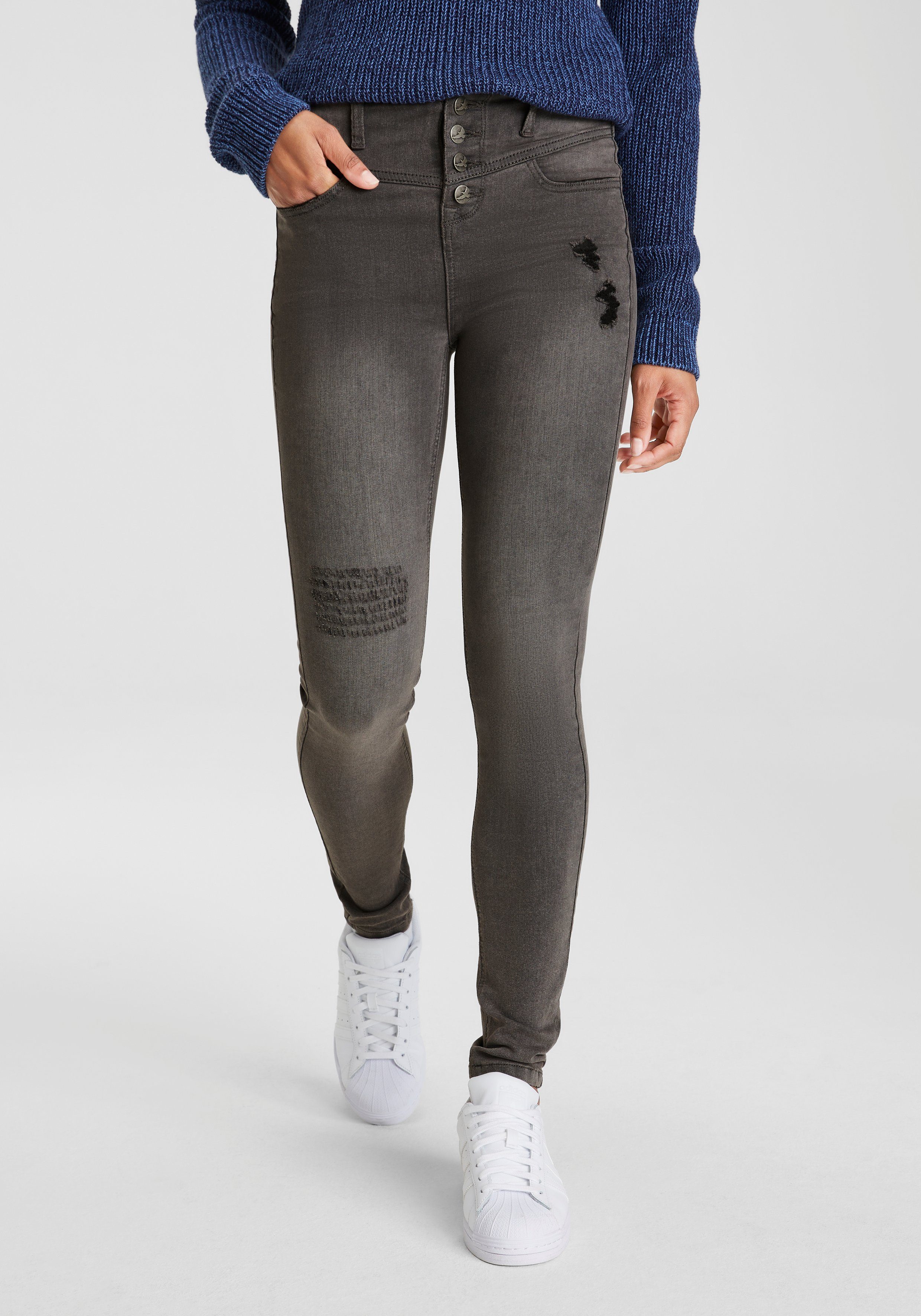 Arizona Skinny fit jeans Ultra Stretch hoge taille, enkel-lang, elastisch denim-materiaal