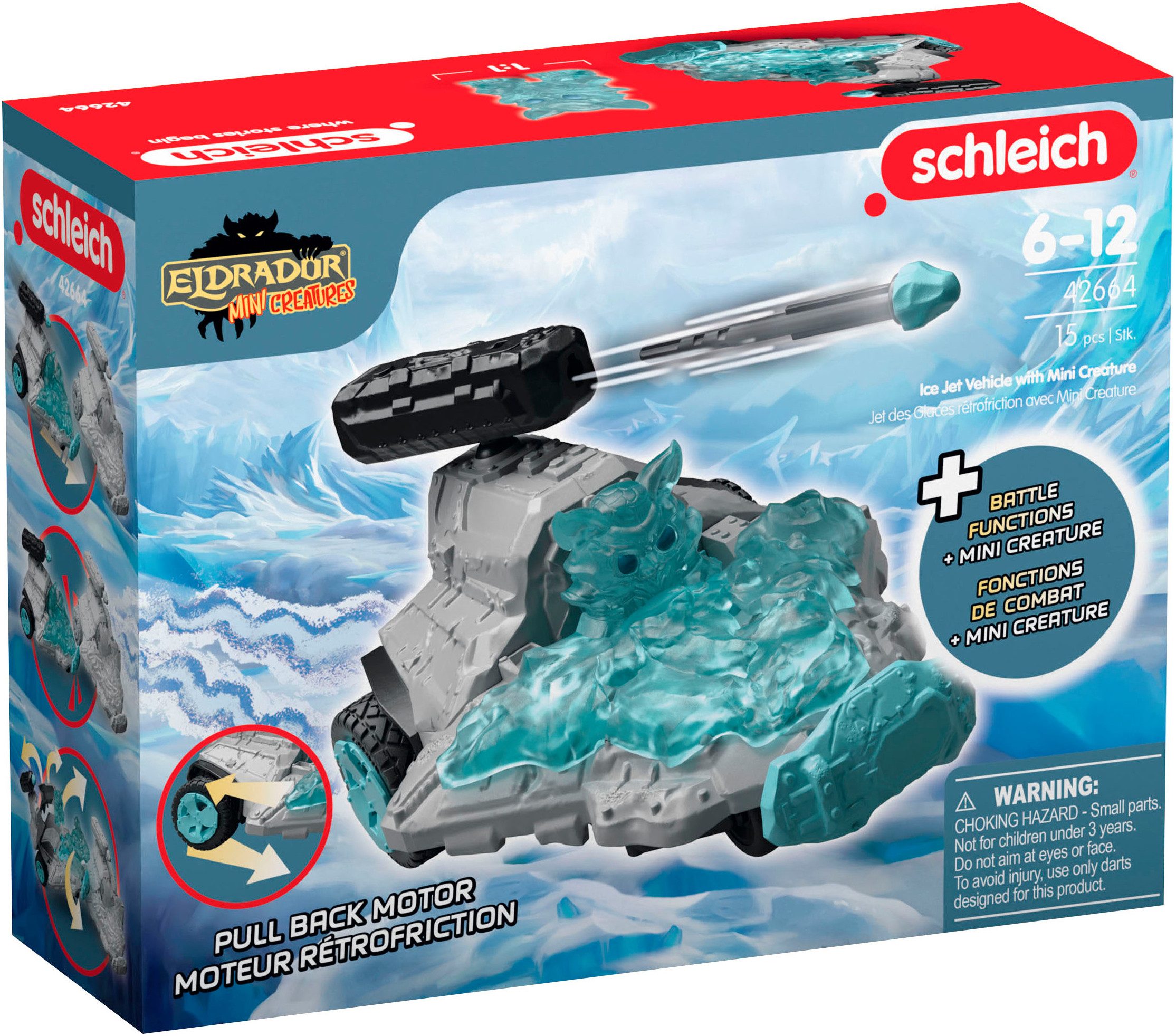 Schleich® Speelgoedauto ELDRADOR® CREATURES, Eis Düsenjet Fahrzeug mit Mini Cretaure (42664)