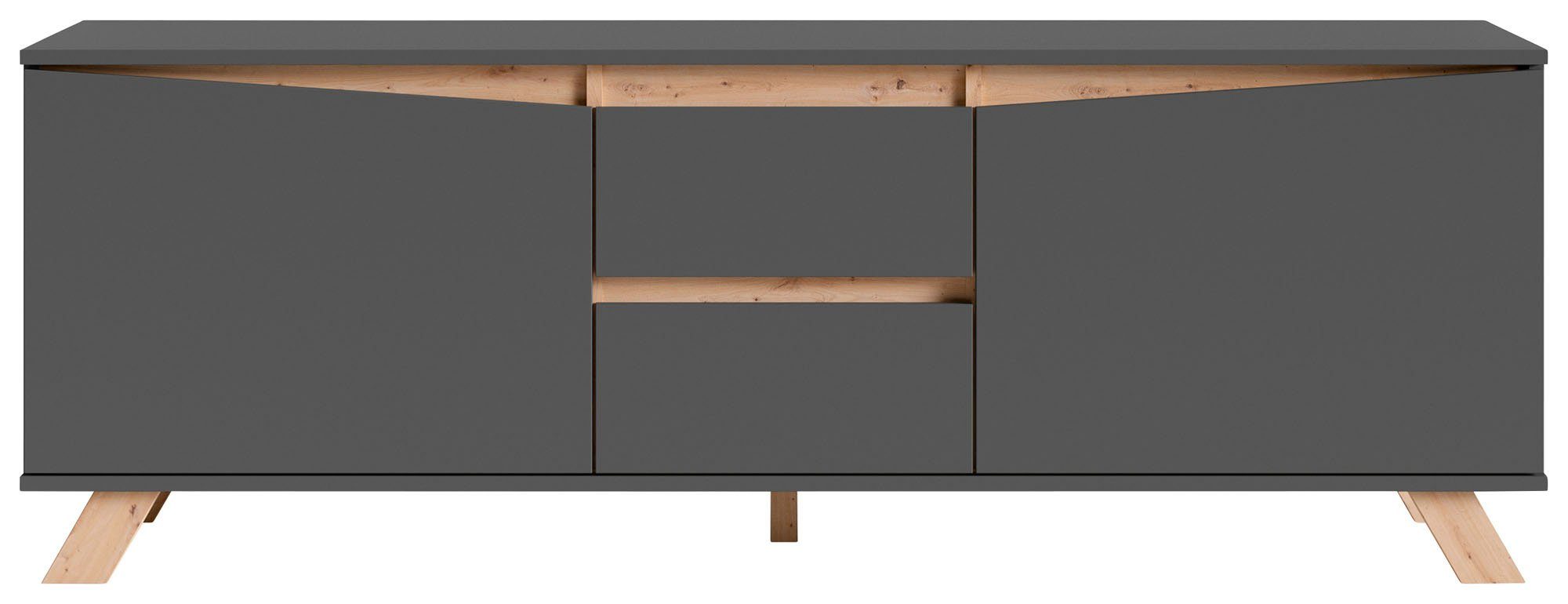 INOSIGN Tv-meubel VALENTIN 160 cm tv-meubel met 2 deuren en 2 lades in modern scandinavisch design lowboards zwart
