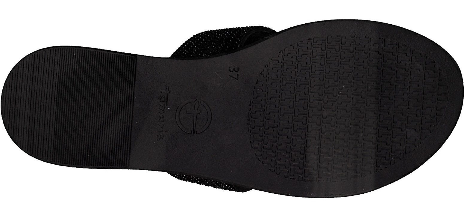 Tamaris Slippers , blokhak, feestmode, zomerschoen met fonkelende bandage