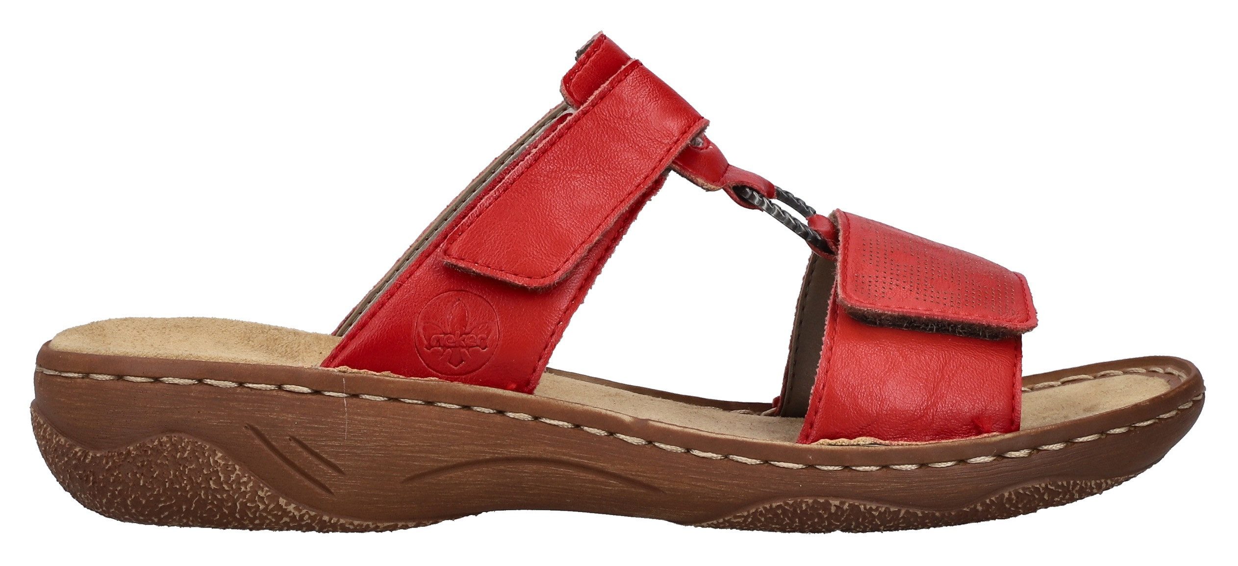 Rieker Slippers Zomerschoen, slippers, vakantieschoen, klittenbandschoen met perforatie