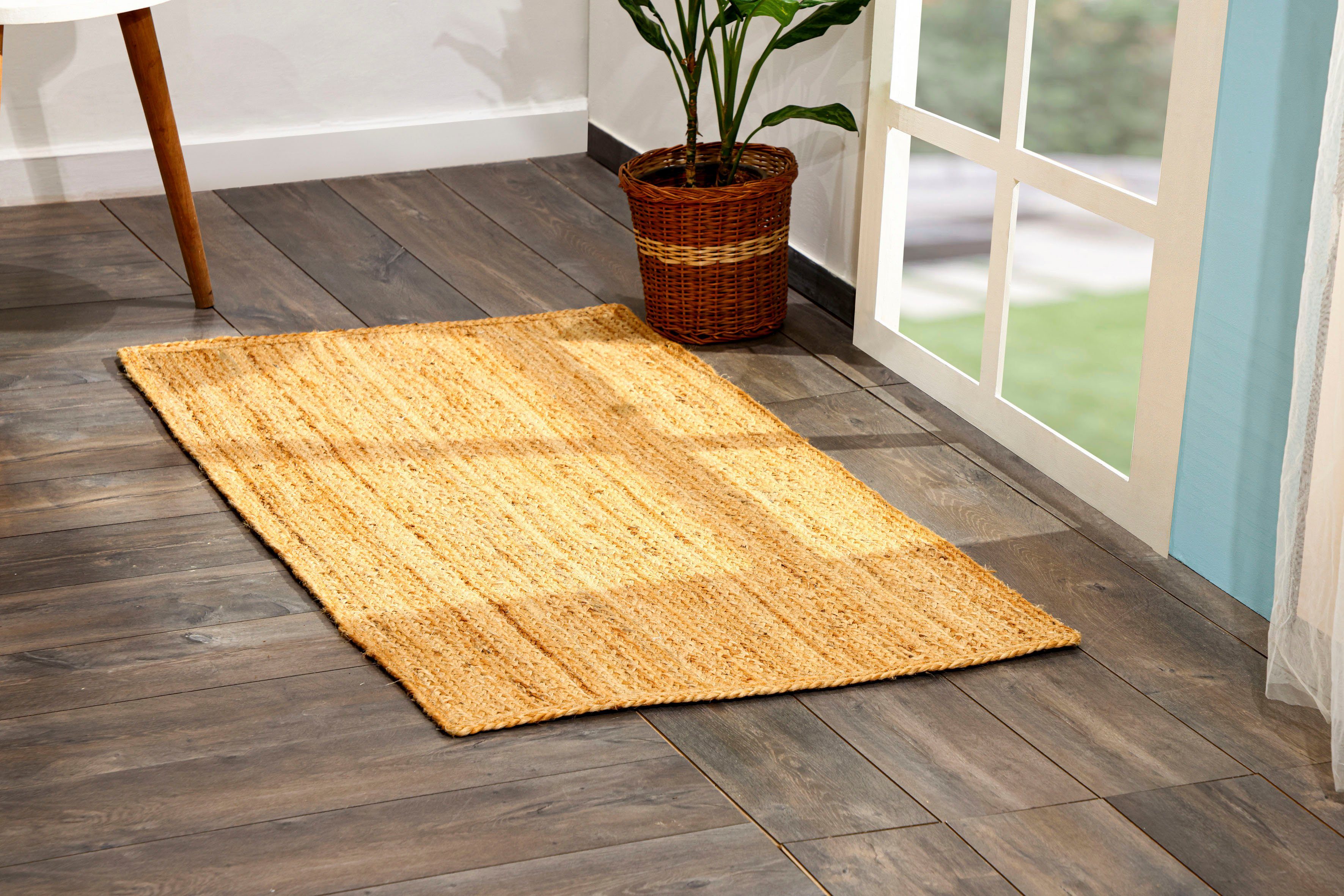 Myflair Möbel & Accessoires Loper Lola Jute tapijt, omkeerbaar tapijt, handgeweven, 100% natuurlijke vezel, Boho-stijl