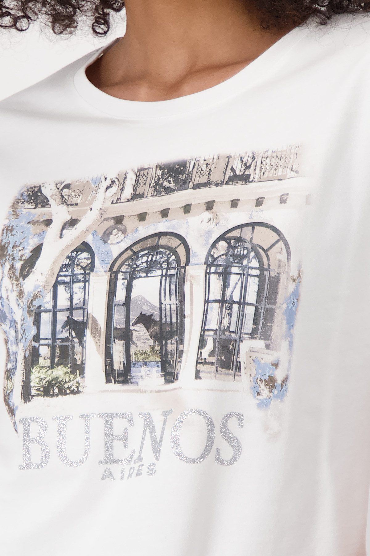 Monari T-shirt Shirt Lodge print Met een ronde hals