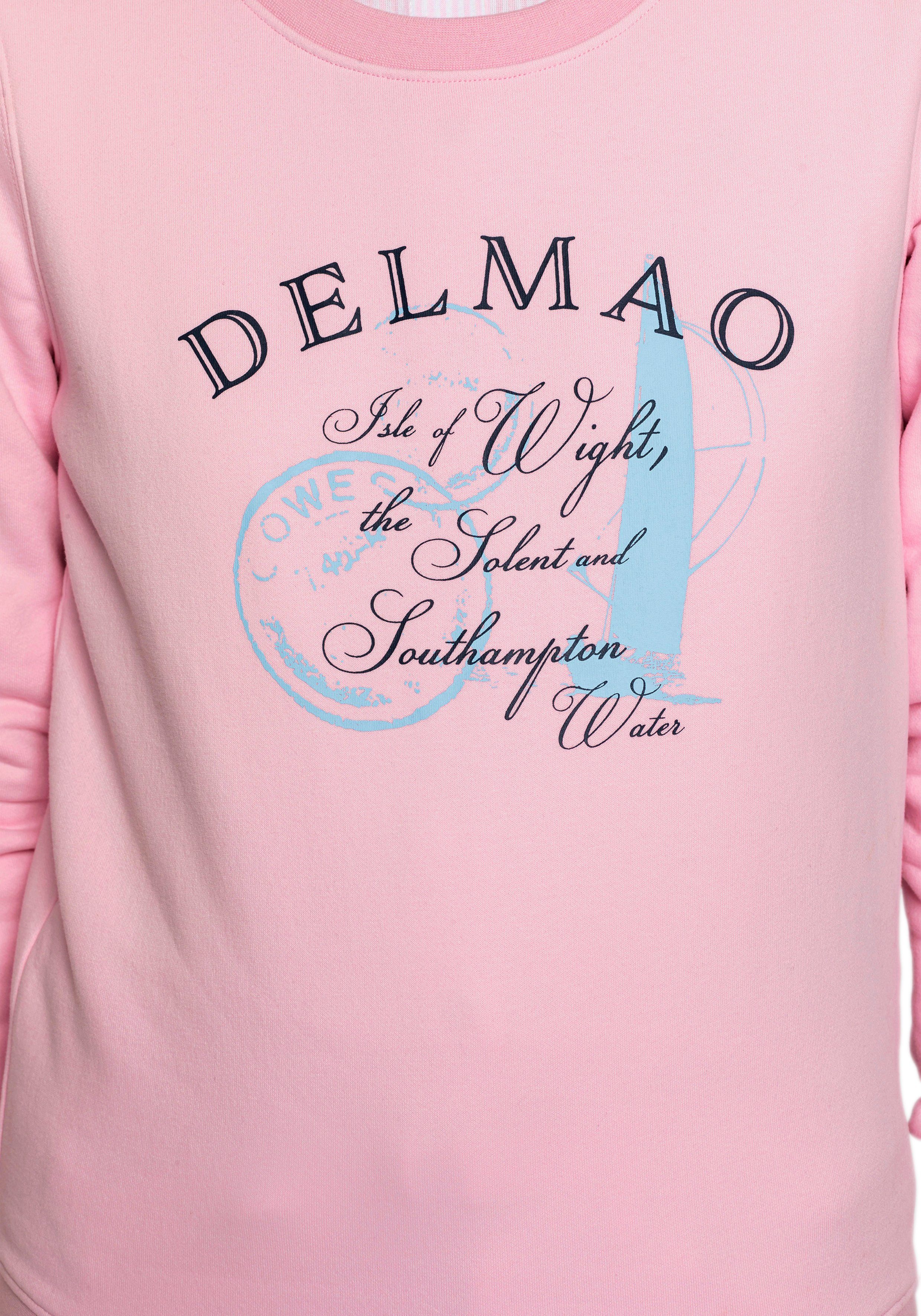 DELMAO Sweatshirt met sportieve contrasterende strepen op de boorden