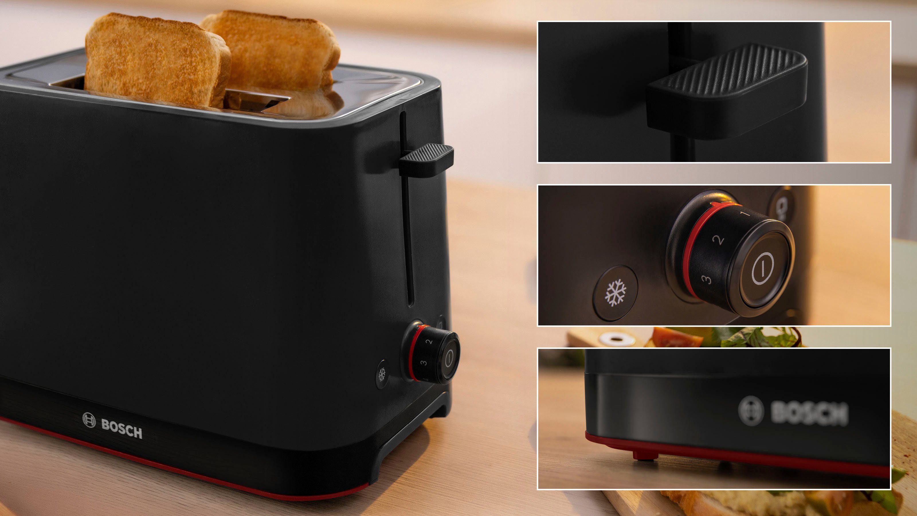 BOSCH Toaster MyMoment TAT3M123 afneembare opzet voor broodjes, ontdooi-functie, brood centreren, auto off