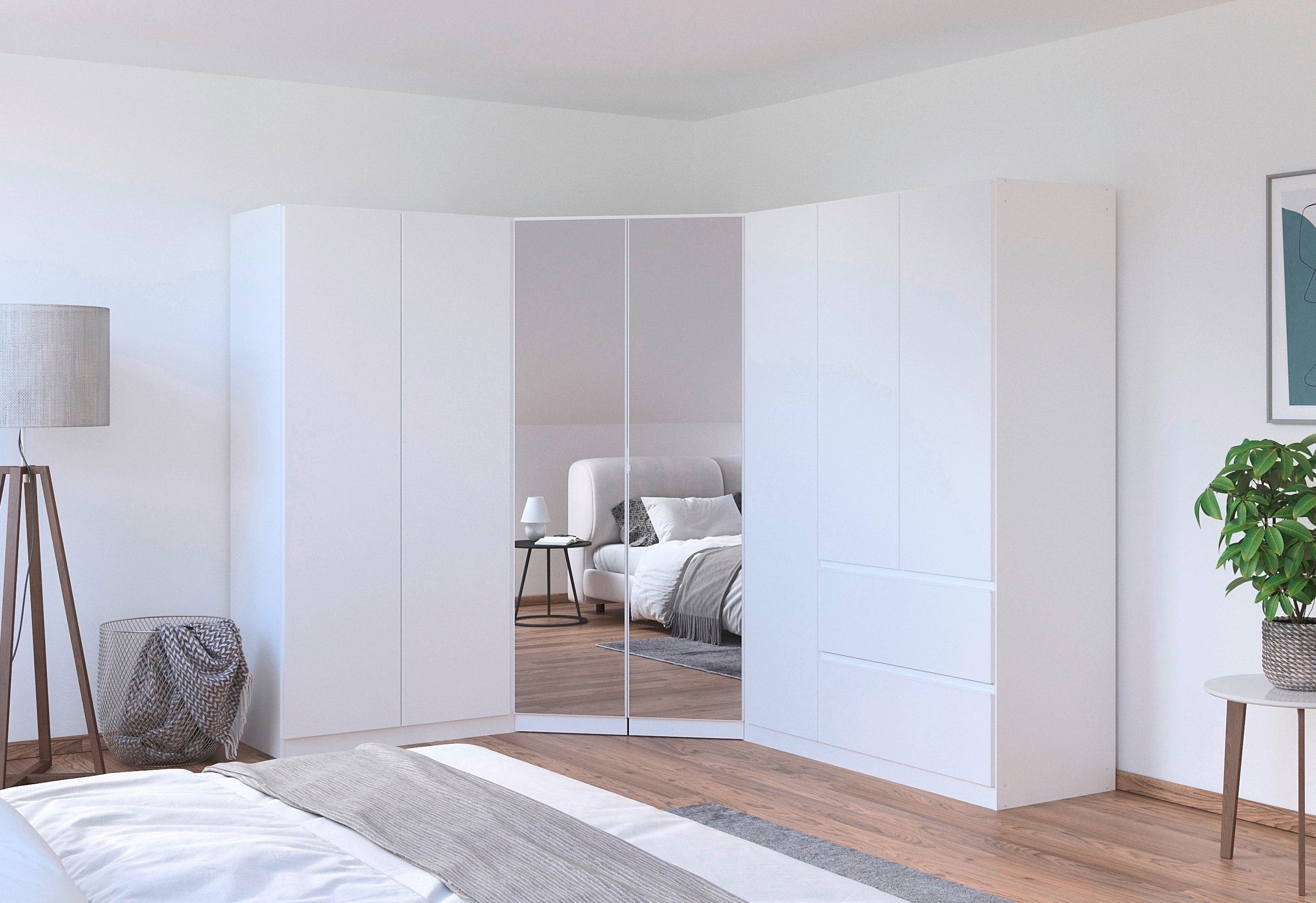 rauch Kastenset Kledingkast kast garderobe waskast COSTA met spiegel veel ruimte, greeploze front en push-to-open functie made in germany