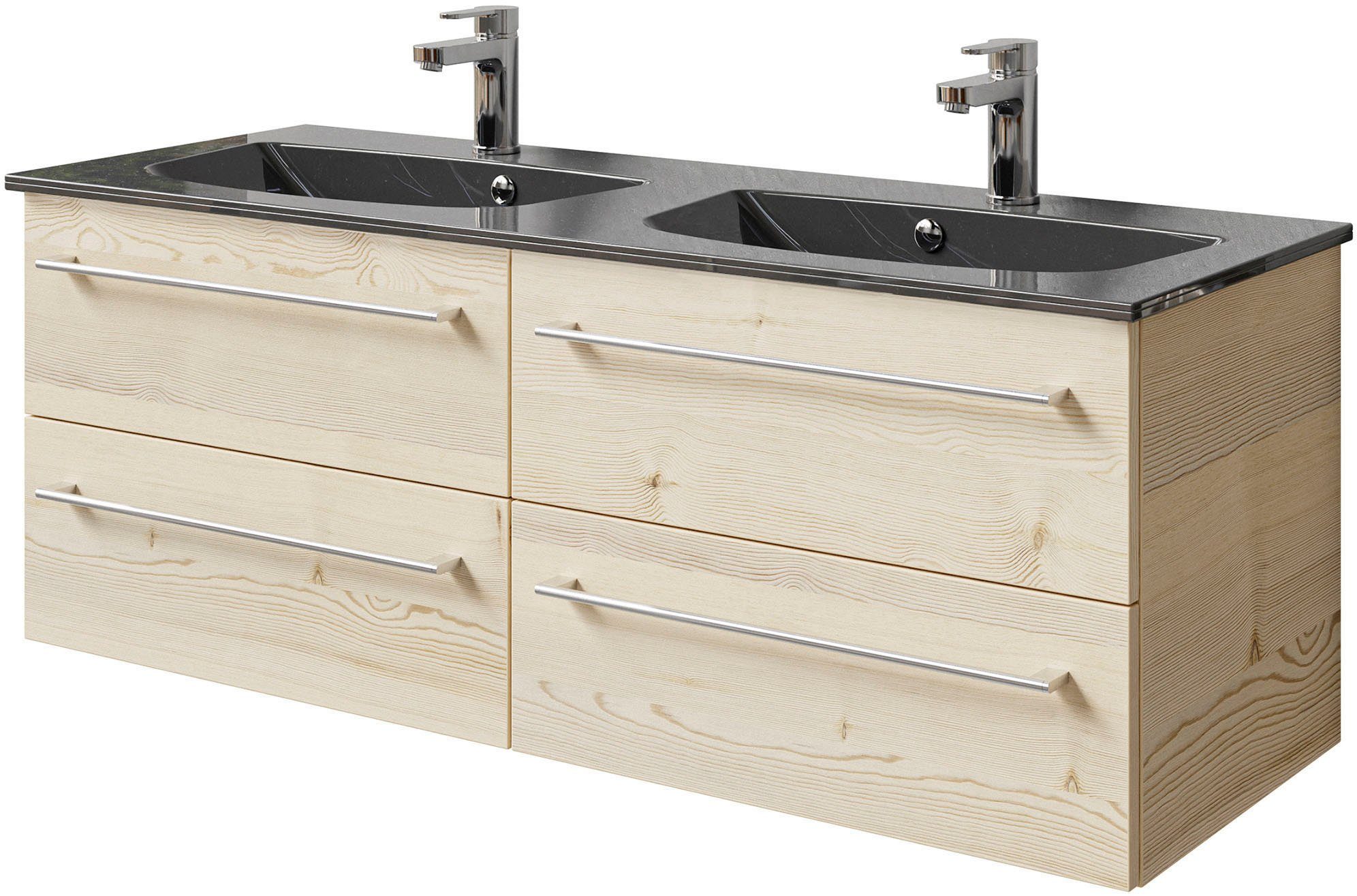 Saphir Wastafelonderkast Serie 6025 Mineralmarmor-Waschtisch mit Unterschrank, 132 cm breit (2-delig