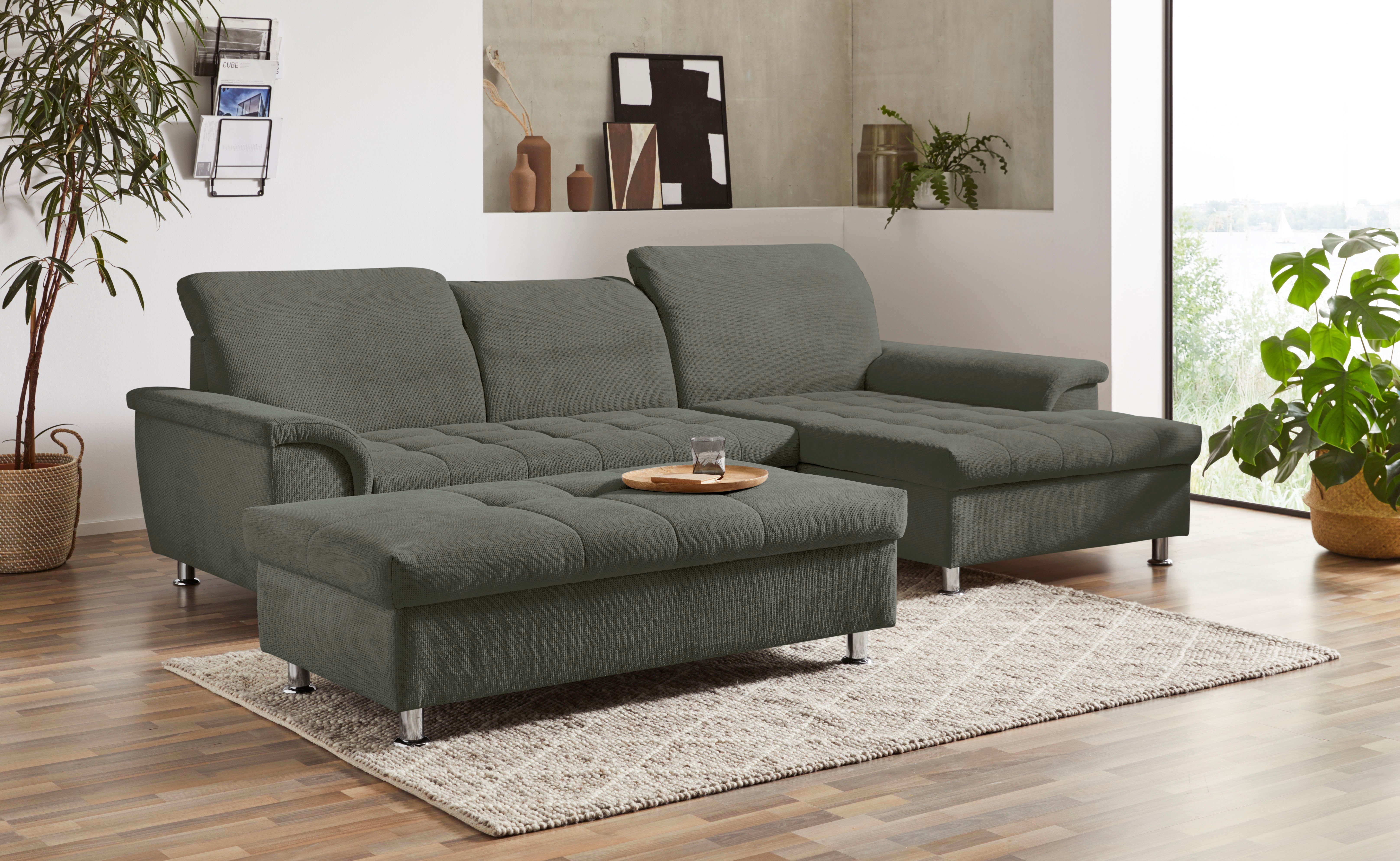 DOMO collection Hoekbank Franzi L-vorm naar keuze met verstelbare hoofdsteun (dan diepte: 170 cm)