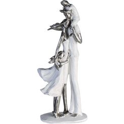 casablanca by gilde decoratief figuur sculptuur gezinsgeluk, wit-zilver decoratief object, hoogte 37, gezin, met teksthanger, woonkamer (1 stuk) wit