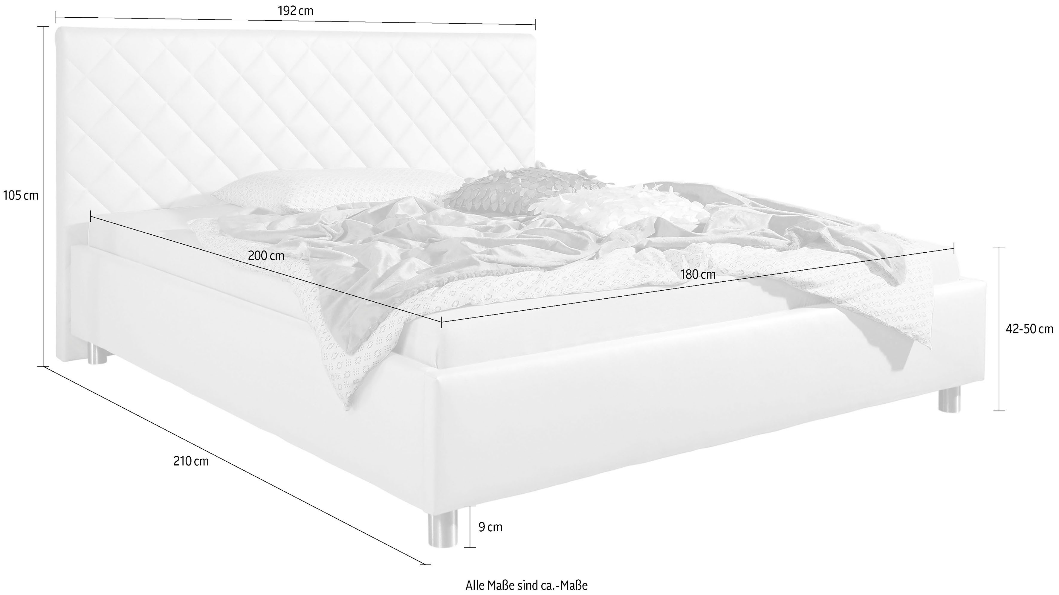 Maintal Gestoffeerd bed Bloomington Zijkanten van het bed zelf te monteren, zonder bedkist