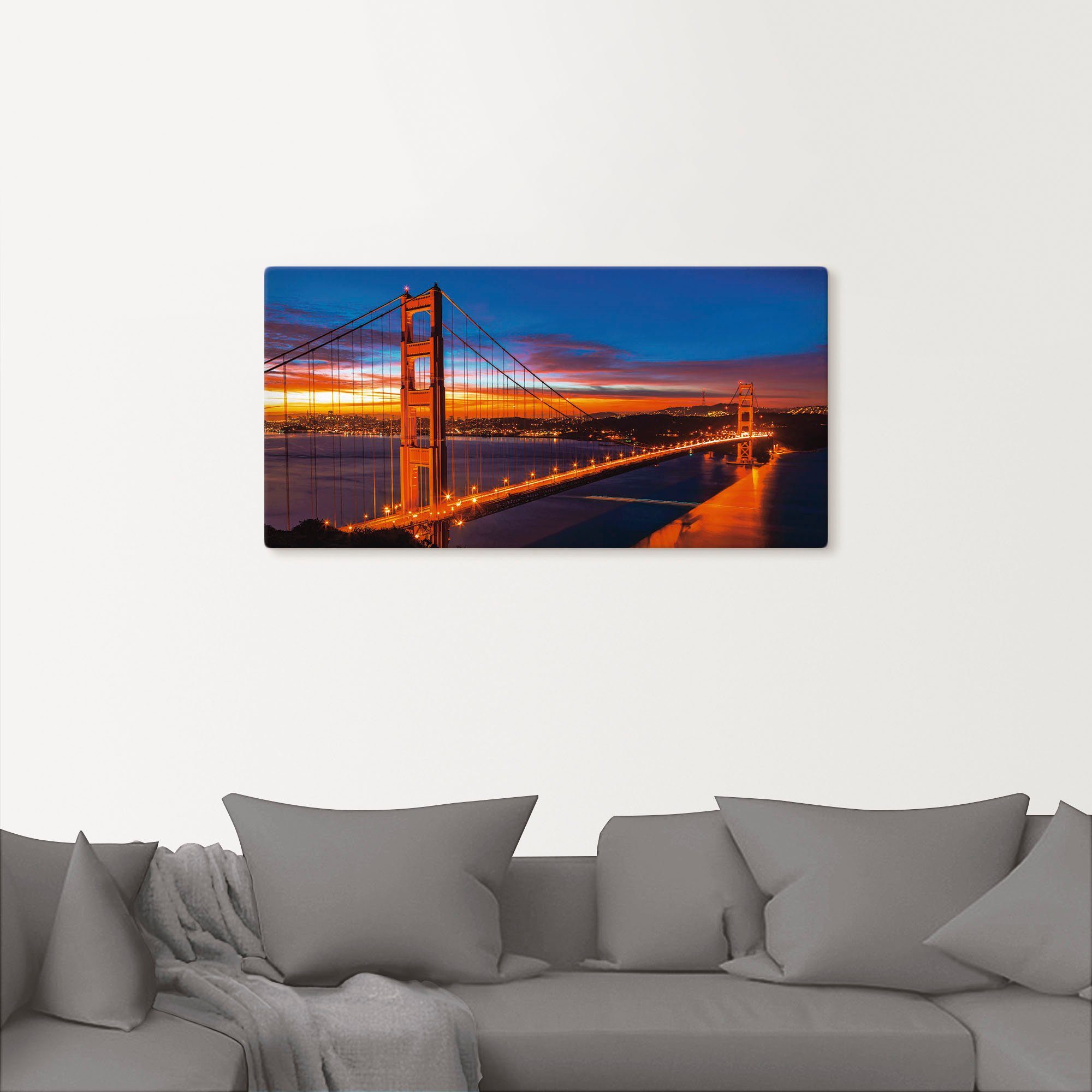 Artland Artprint The Golden Gate Bridge 's morgens vroeg als artprint op linnen, muursticker in verschillende maten
