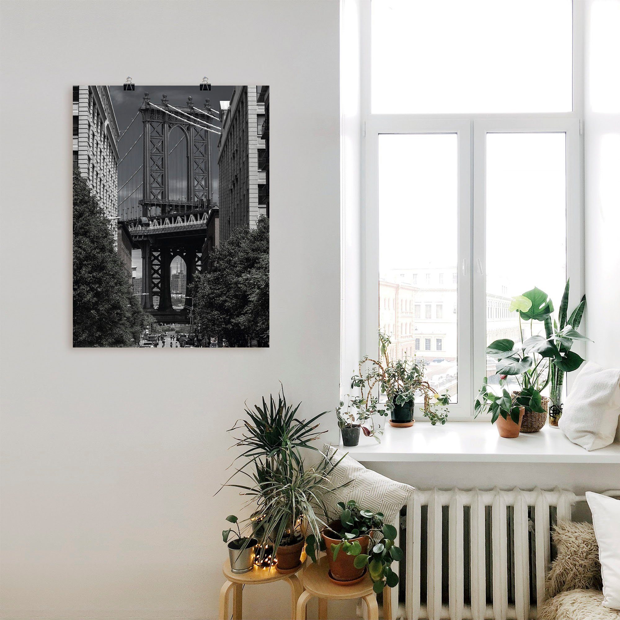 Artland Poster New York Manhattan Bridge II als artprint van aluminium, artprint op linnen, muursticker of poster in verschillende maten