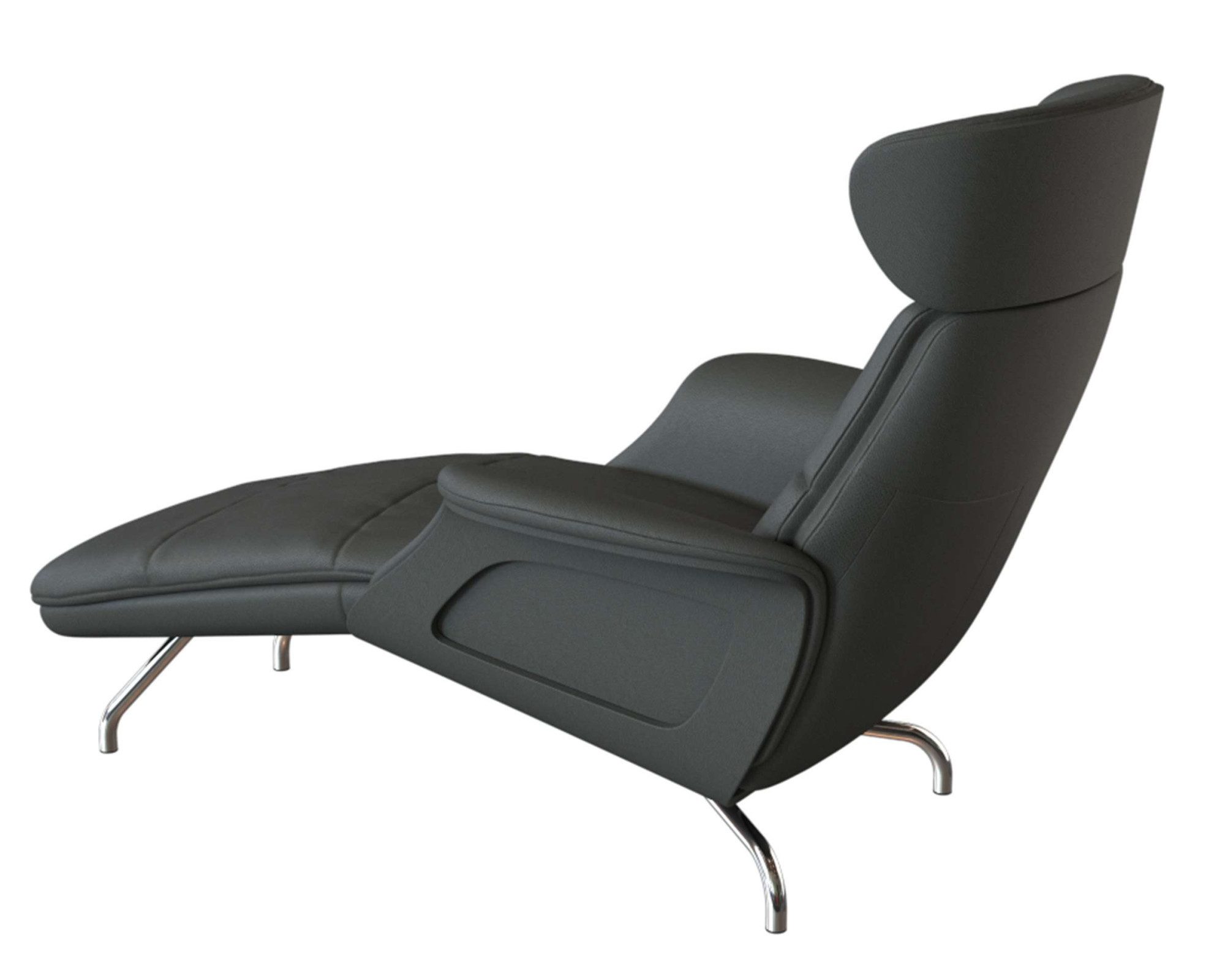 FLEXLUX Loungestoel Clement chaise longue, relaxstoel, ligstoel Rug- en hoofdsteunverstelling, armleuning gepolsterd geolied, voet van aluminium