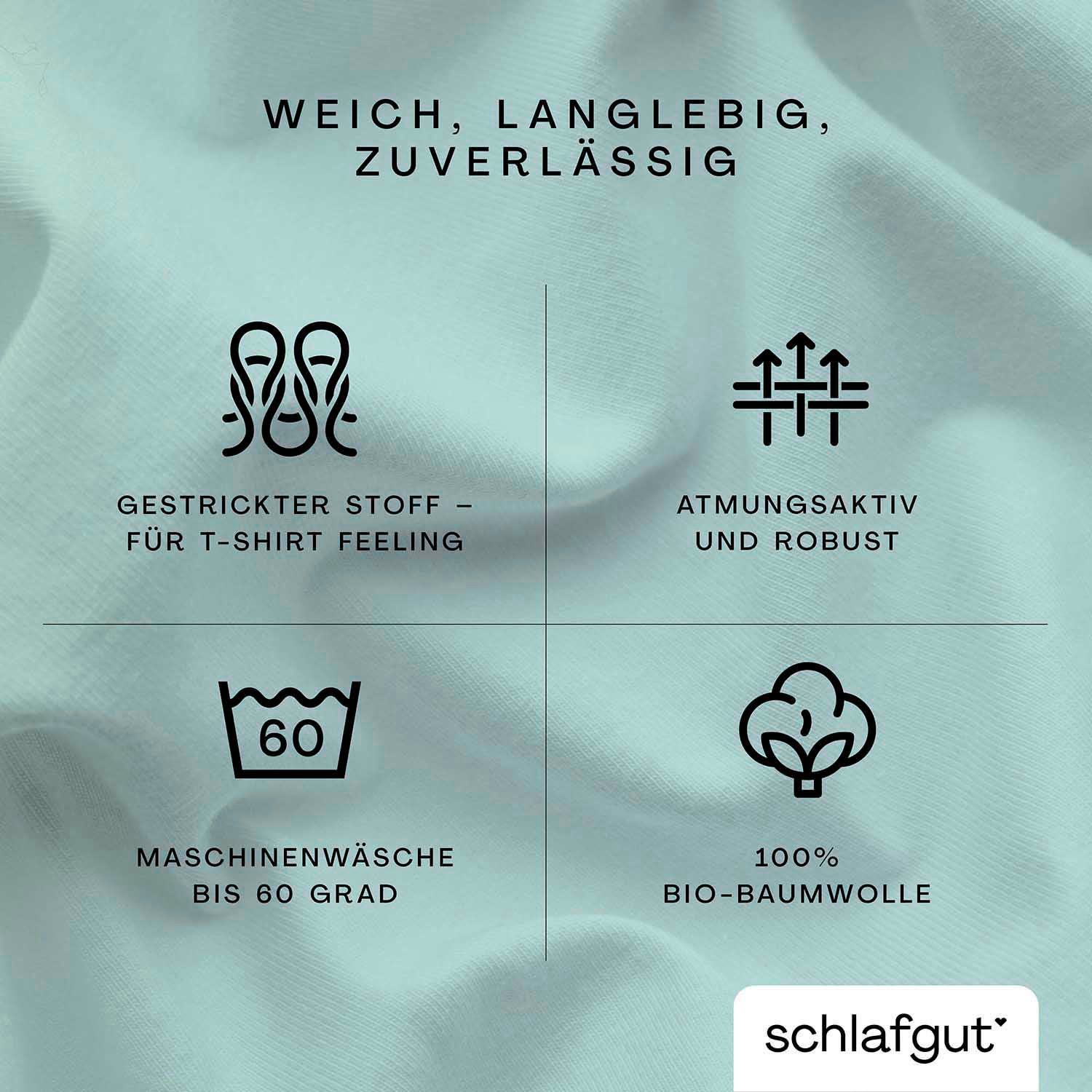 Schlafgut Hoeslaken CASUAL o.a. in maat 90x200, 140x200 of 180x200 cm, 100% biologisch katoen Dekbedovertrek voor matrassen tot 25 cm hoogte, betrouwbaar, duurzaam, zacht (1 stuk)